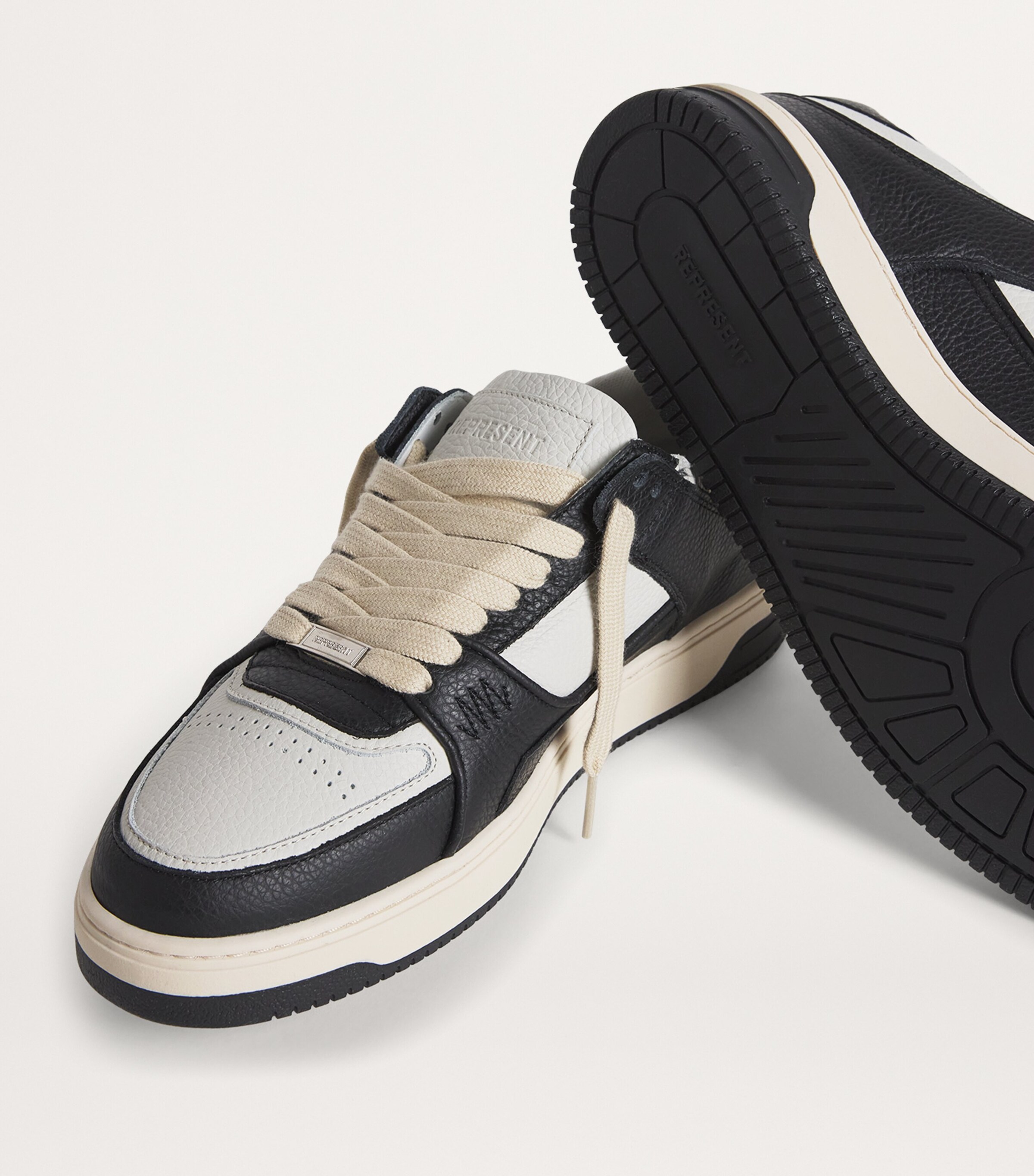 Represent Leather Apex Low-Top Sneakers Black/vintage White Image 7