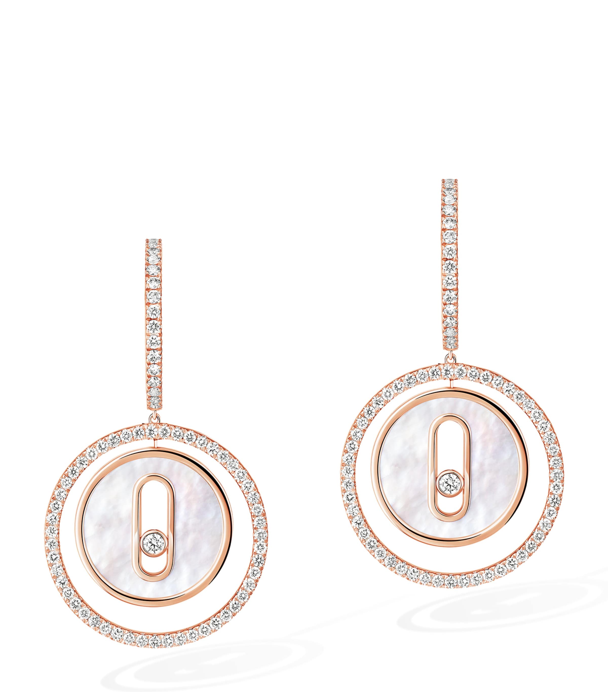Messika Lucky Move Small Rose Gold, Diamond and Mother-of-Pearl Earrings (0.53ct) Pink Gold Image 1