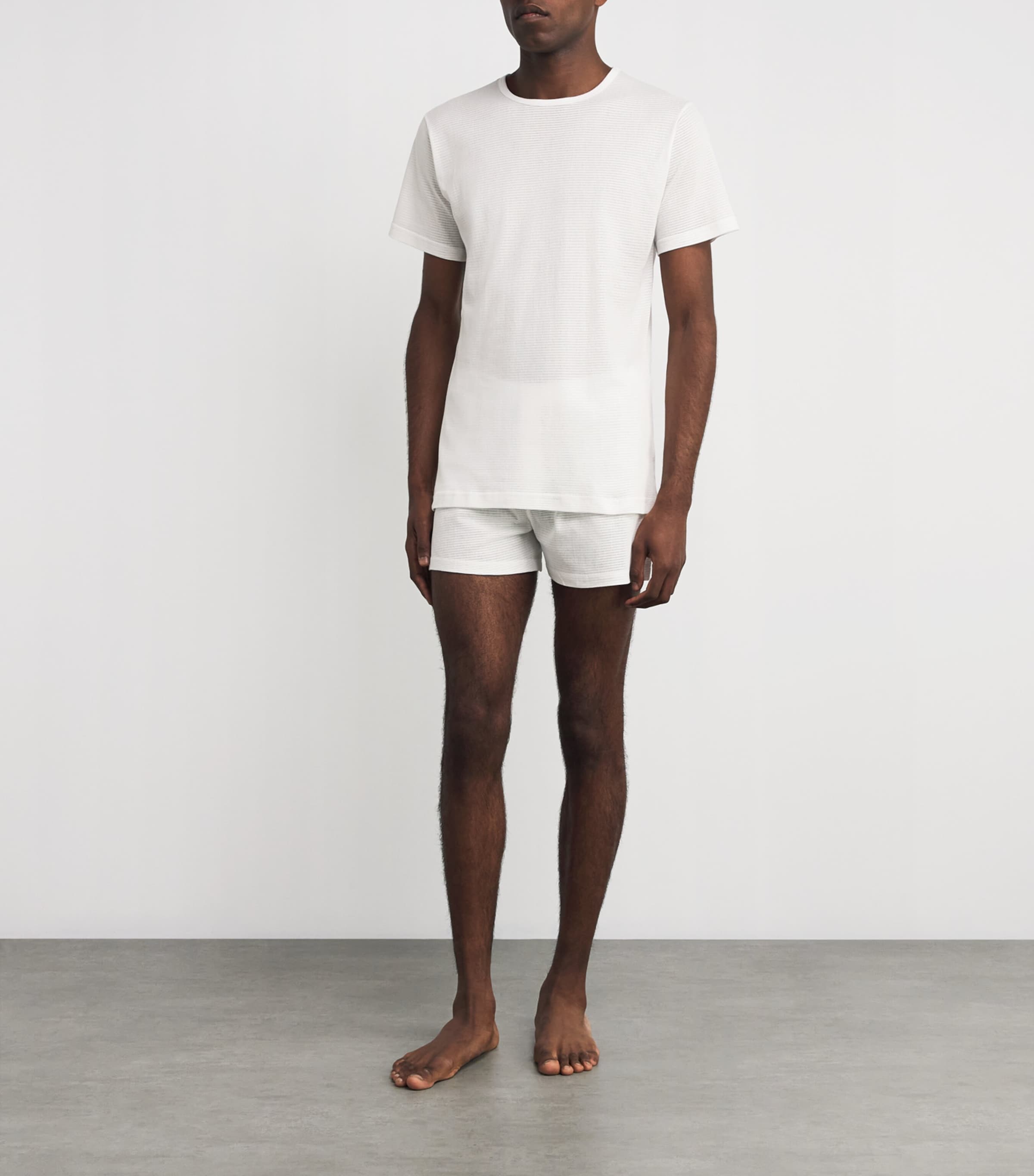 Cotton Mesh Cellular Crew-Neck T-Shirt WHITE Image 2