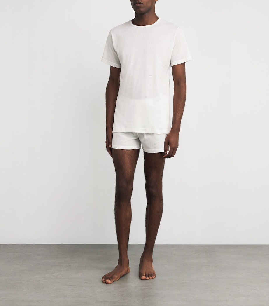 Cotton Mesh Cellular Crew-Neck T-Shirt WHITE Image 2