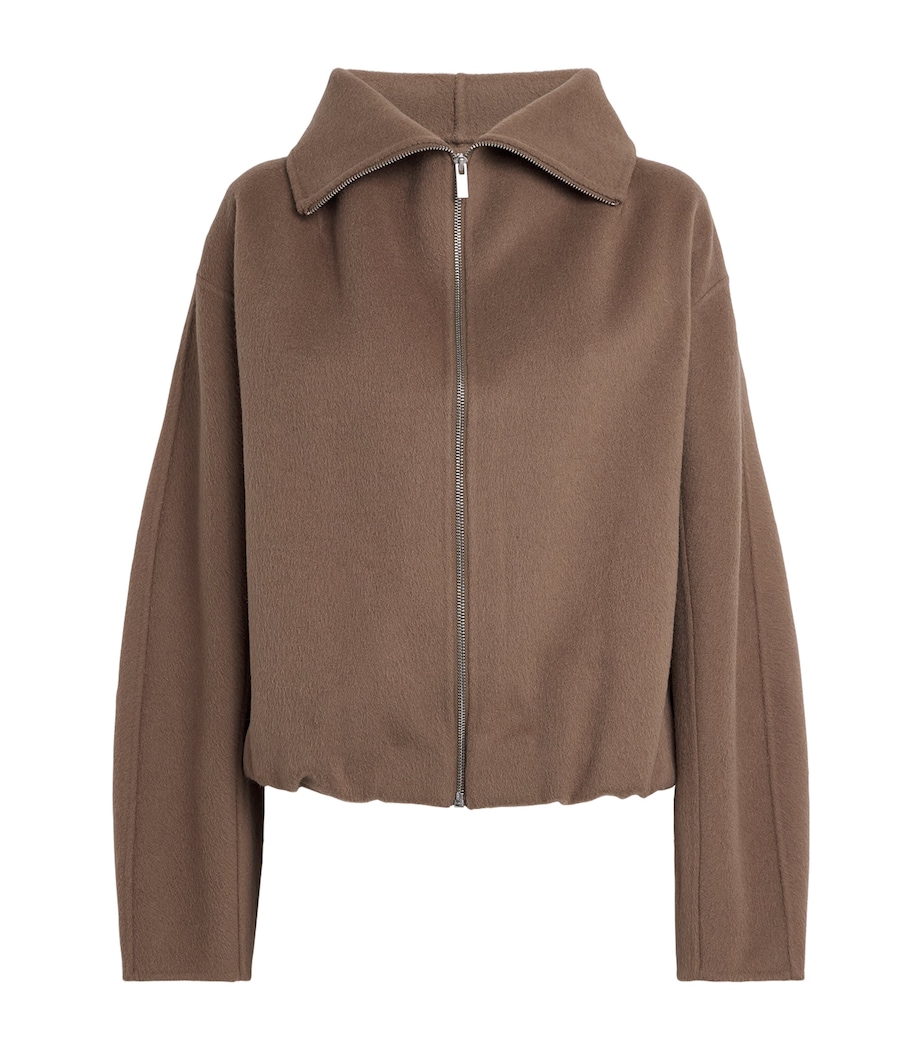 Almada Label Womens Wool Funnel-Neck Lindy Coat Tan Image 1