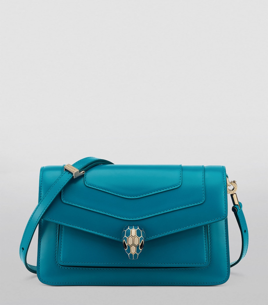 Leather Serpenti Forever East-West Shoulder Bag BLUE MEDIUM Image 5