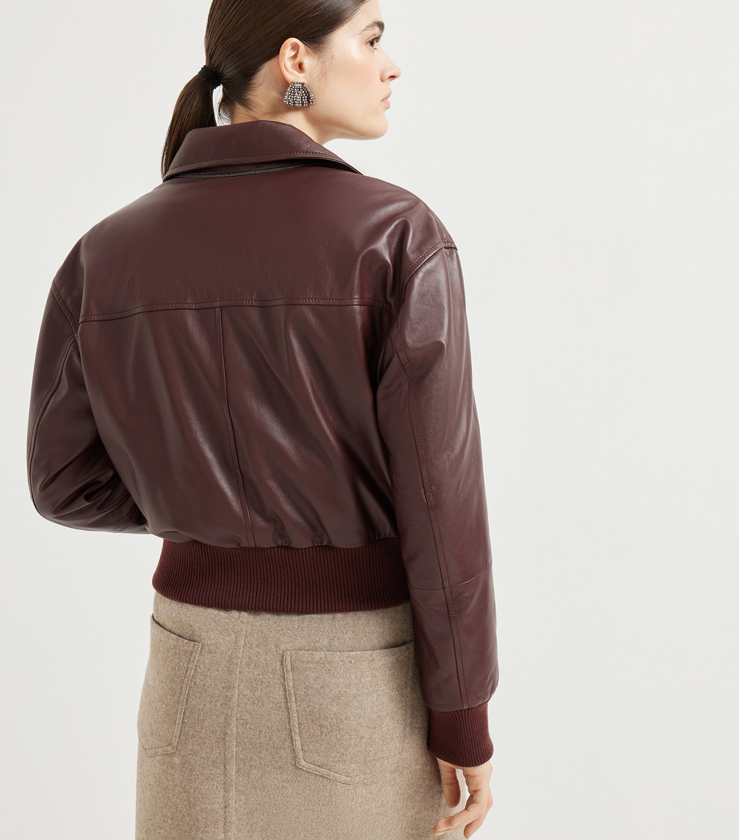 ジャケット BRUNELLO CUCINELLI Leather bomber jacket with jewellery Brunello Cucinelli Leather Bomber Jacket | Harrods US