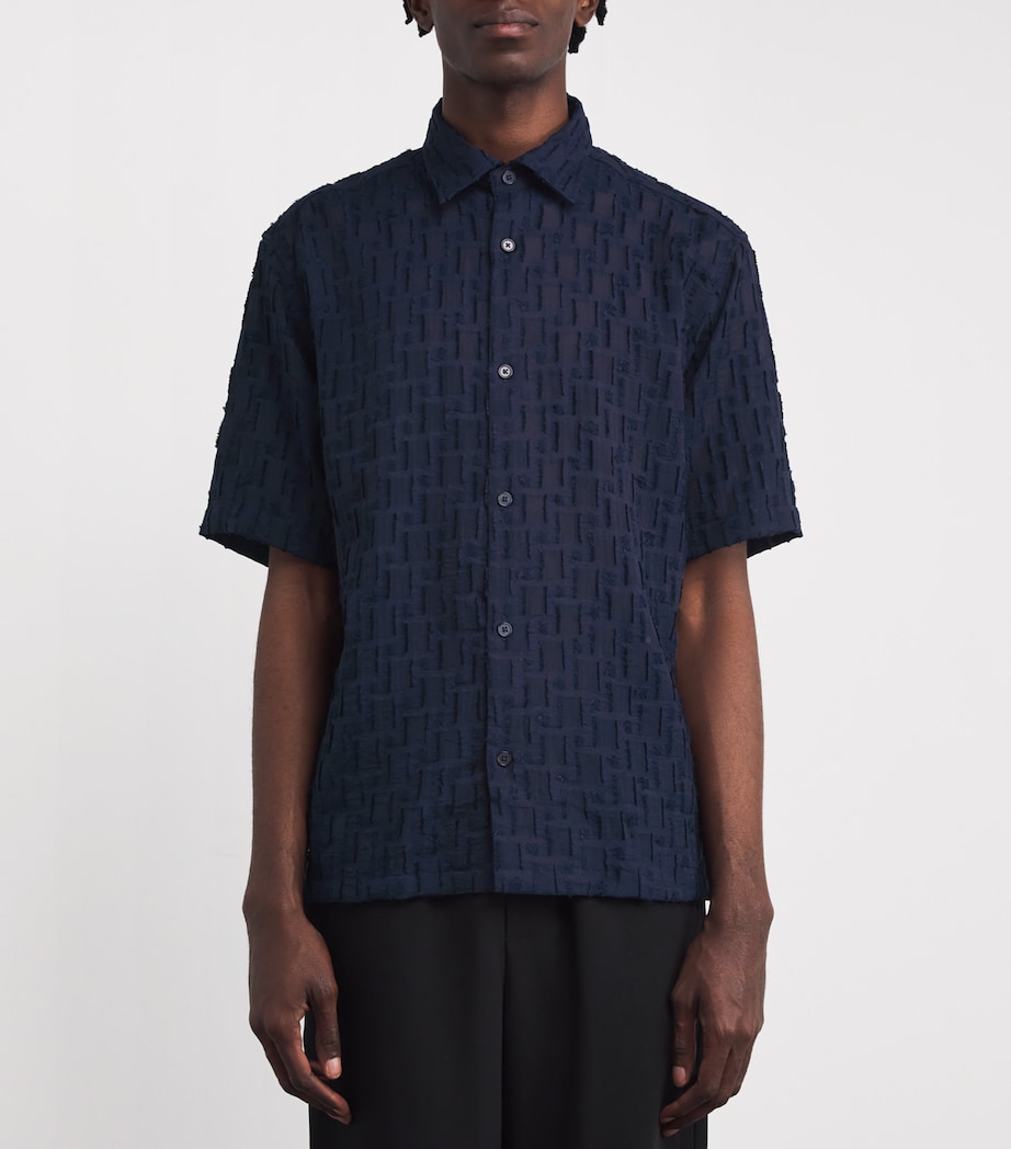 NN.07 Mens Flocked Freddy Shirt Navy Blue Image 3