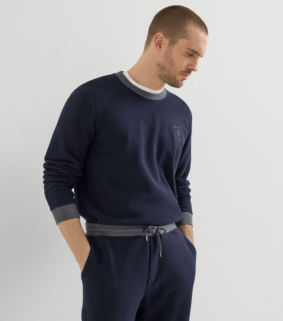 Brunello Cucinelli Mens Cotton Embroidered Sweatshirt Image 4