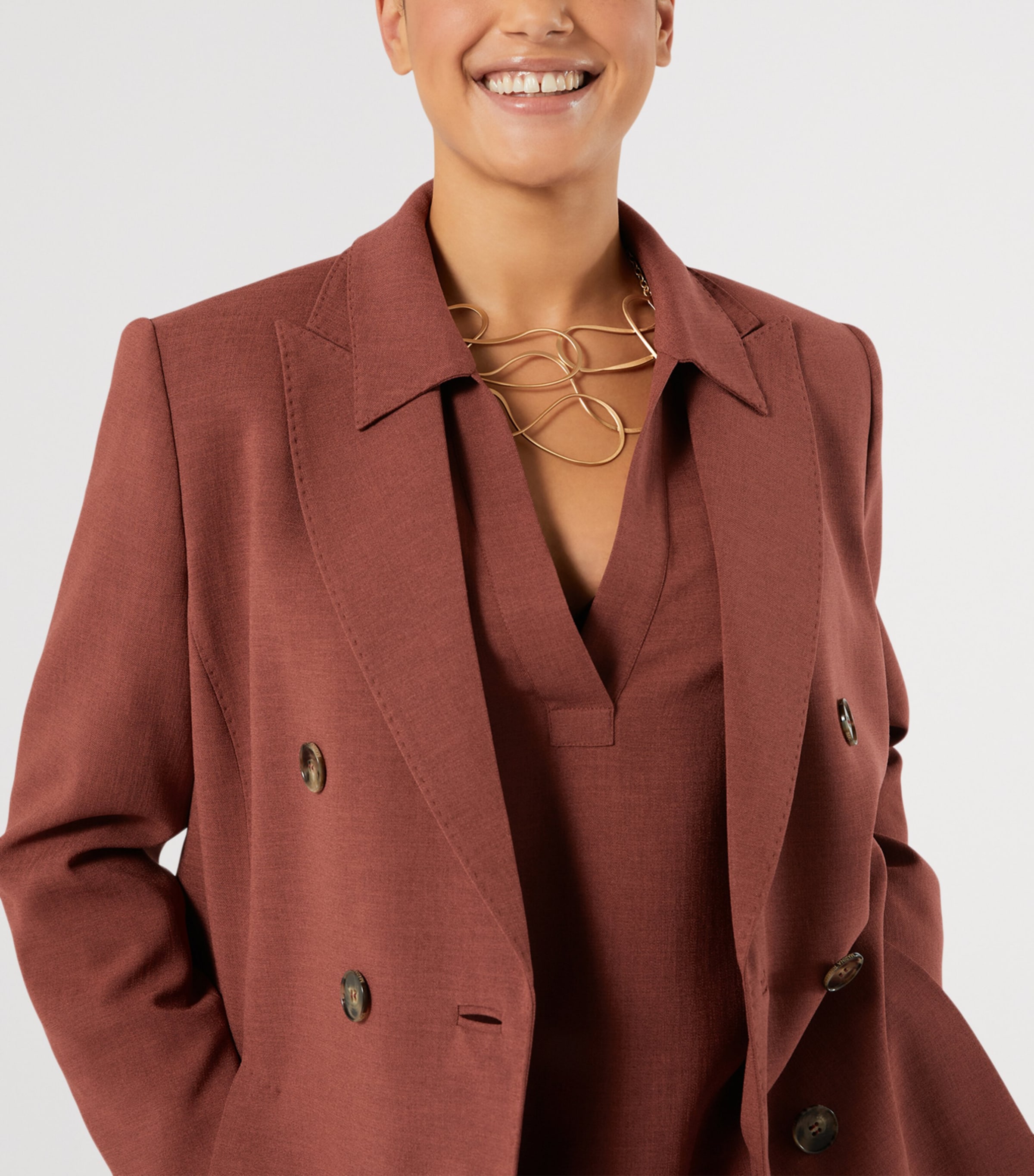 Marina Rinaldi Womens Chenzia Double-Breasted Blazer Brick Red Image 5