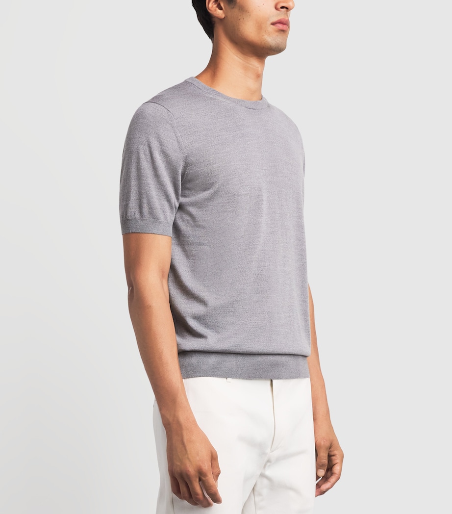 Lardini Mens Virgin Wool Knitted T-Shirt Grey Image 4
