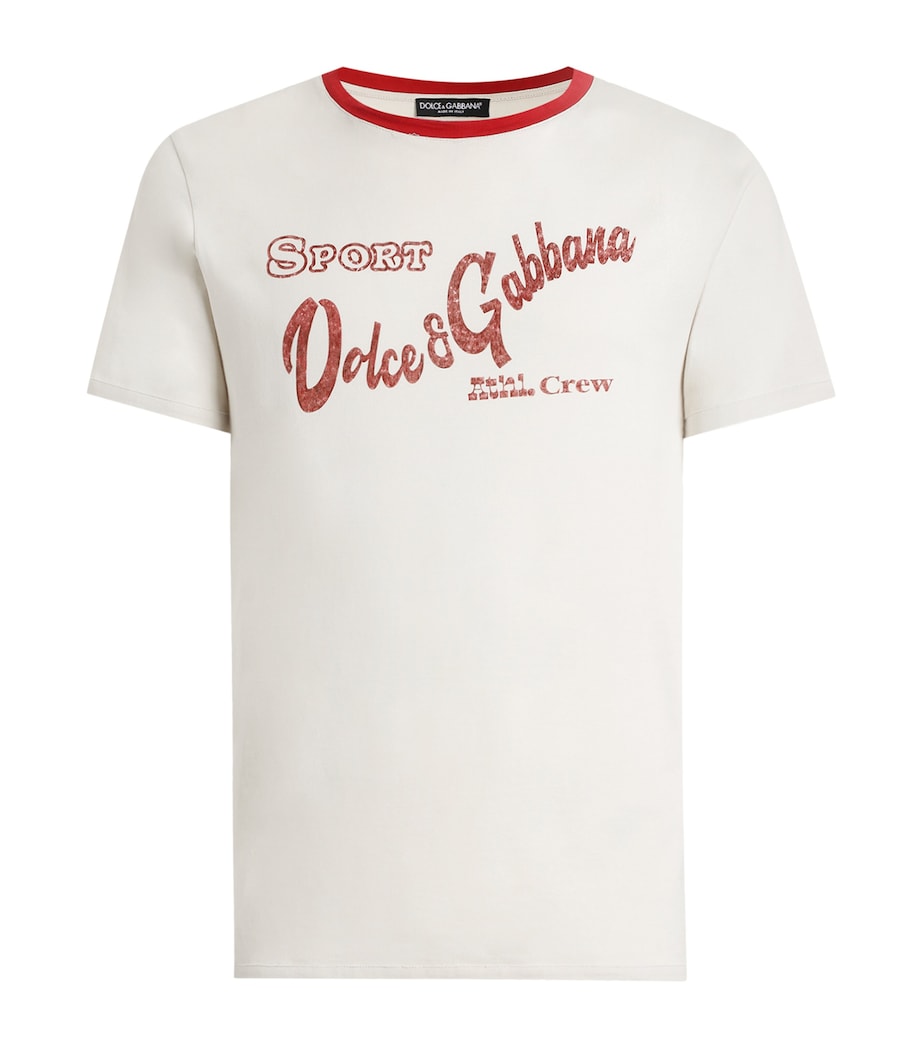 Dolce&Gabbana Mens Cotton Retro T-Shirt Medium Parchme Image 1