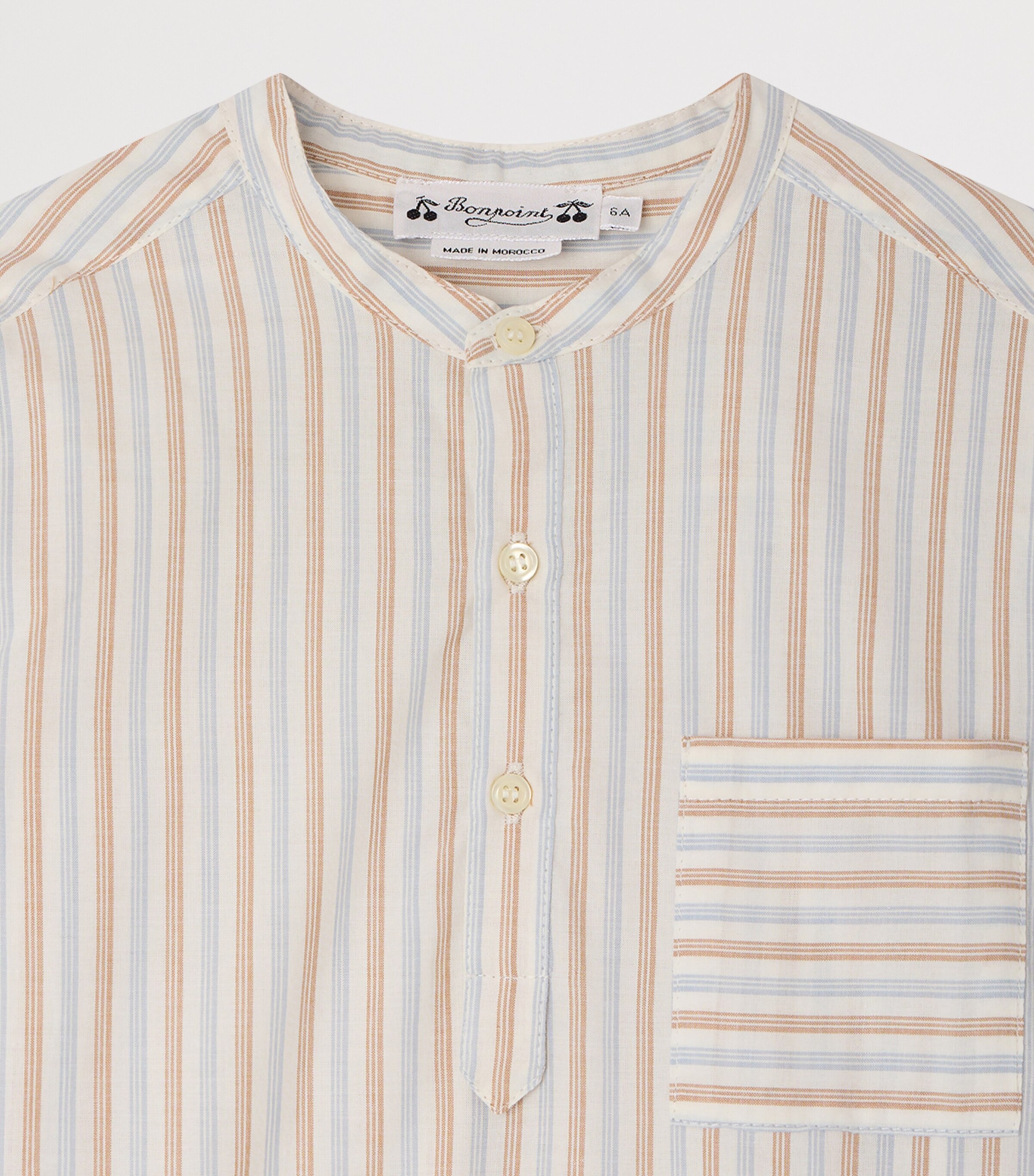 Bonpoint Cotton Stripe Shirt (10-14 Years) Rayures Ciel Image 3