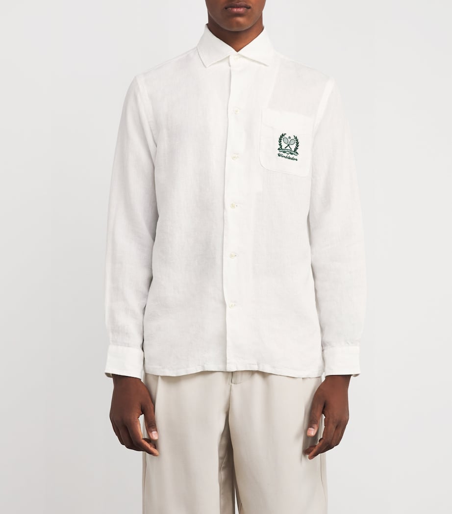 Polo Ralph Lauren Mens x Wimbledon Linen Logo Crest Shirt White Image 3