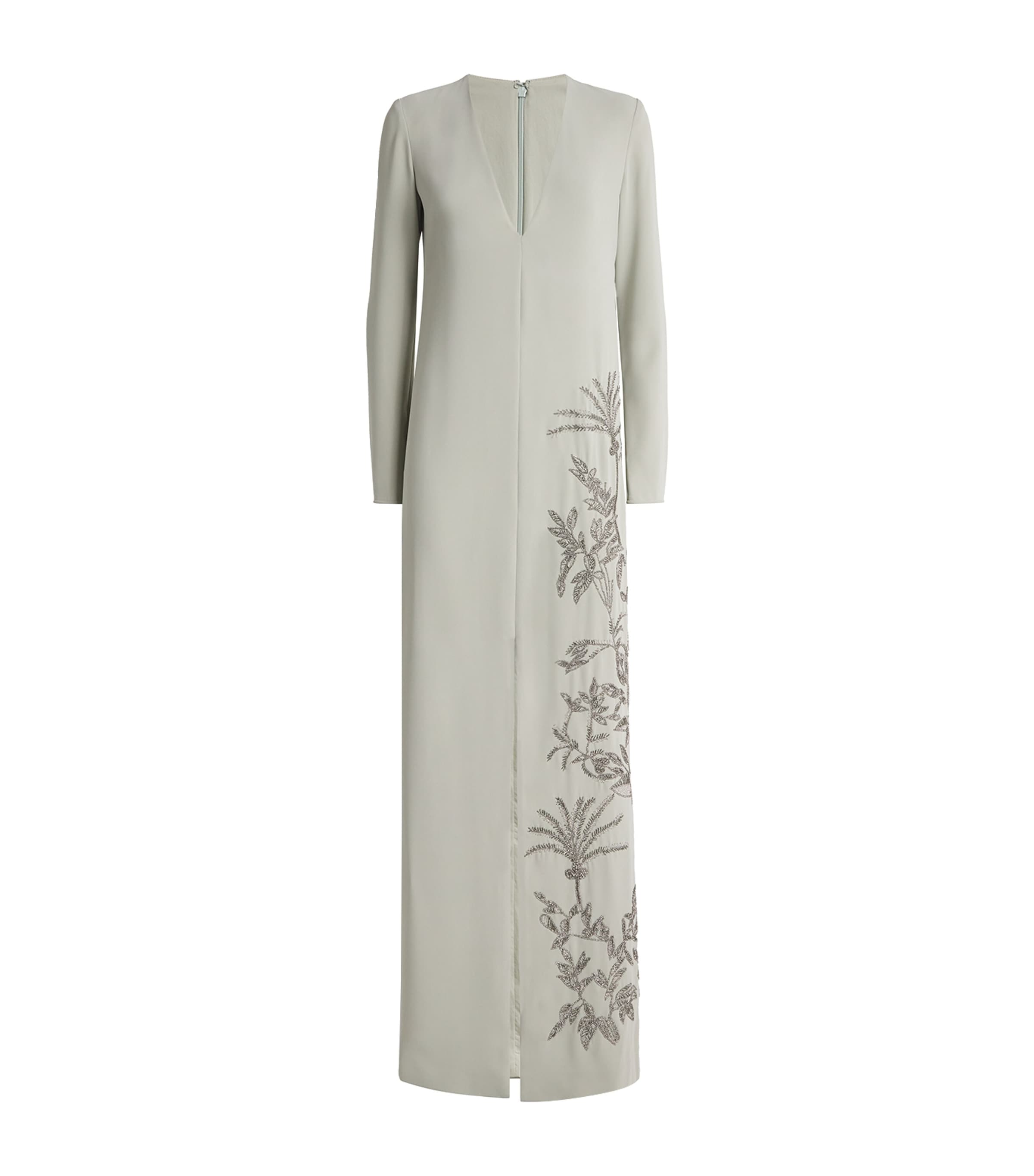 Costarellos Crepe Vita Column Maxi Dress In Gray