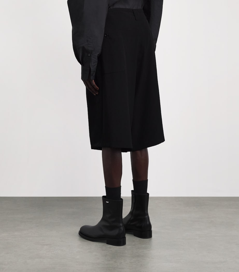 Yohji Yamamoto Mens Crepe Chino Shorts Black Image 5