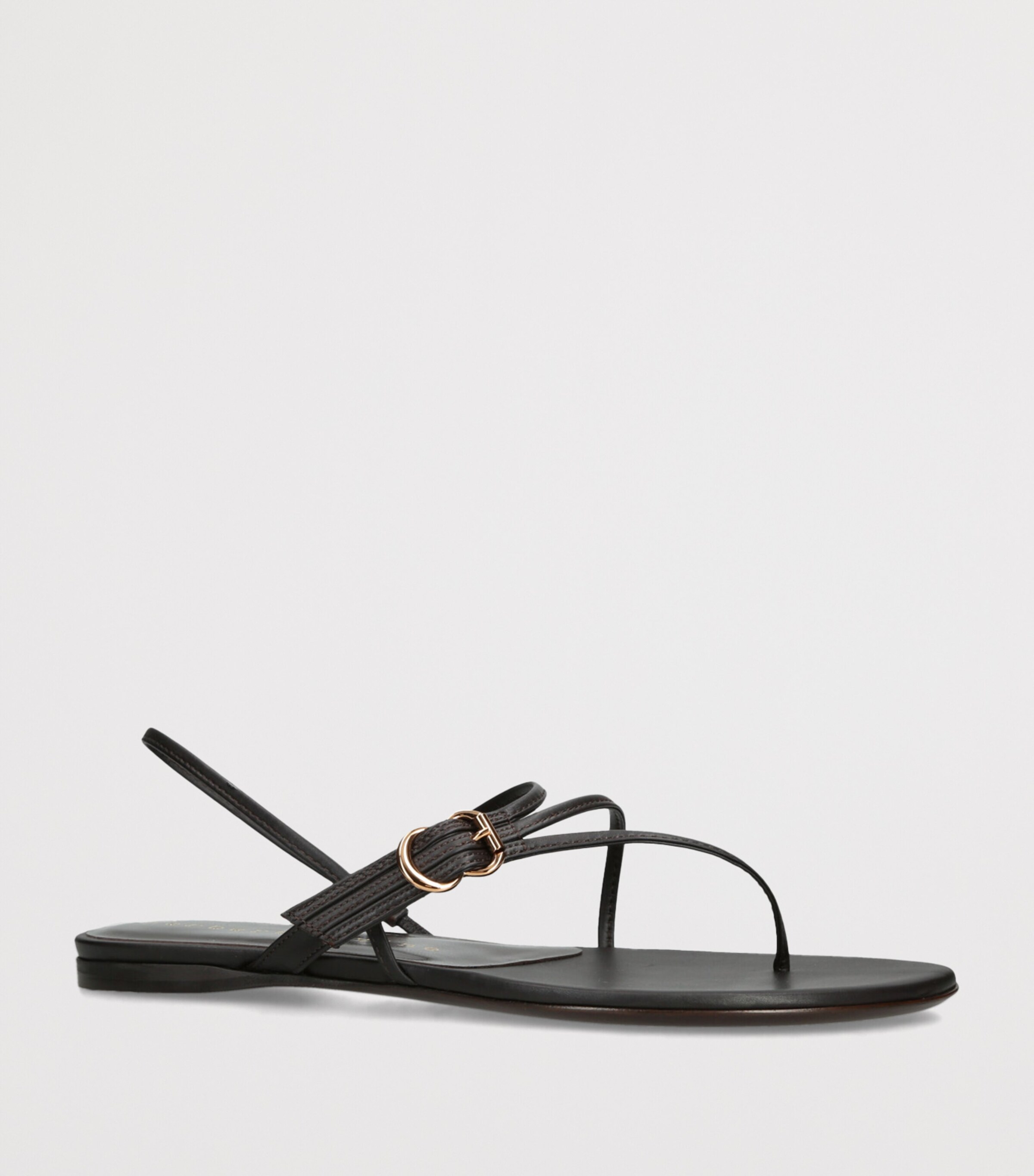 Herbert Levine Leather Starry Eyed Flat Sandals Dark Brown Image 2