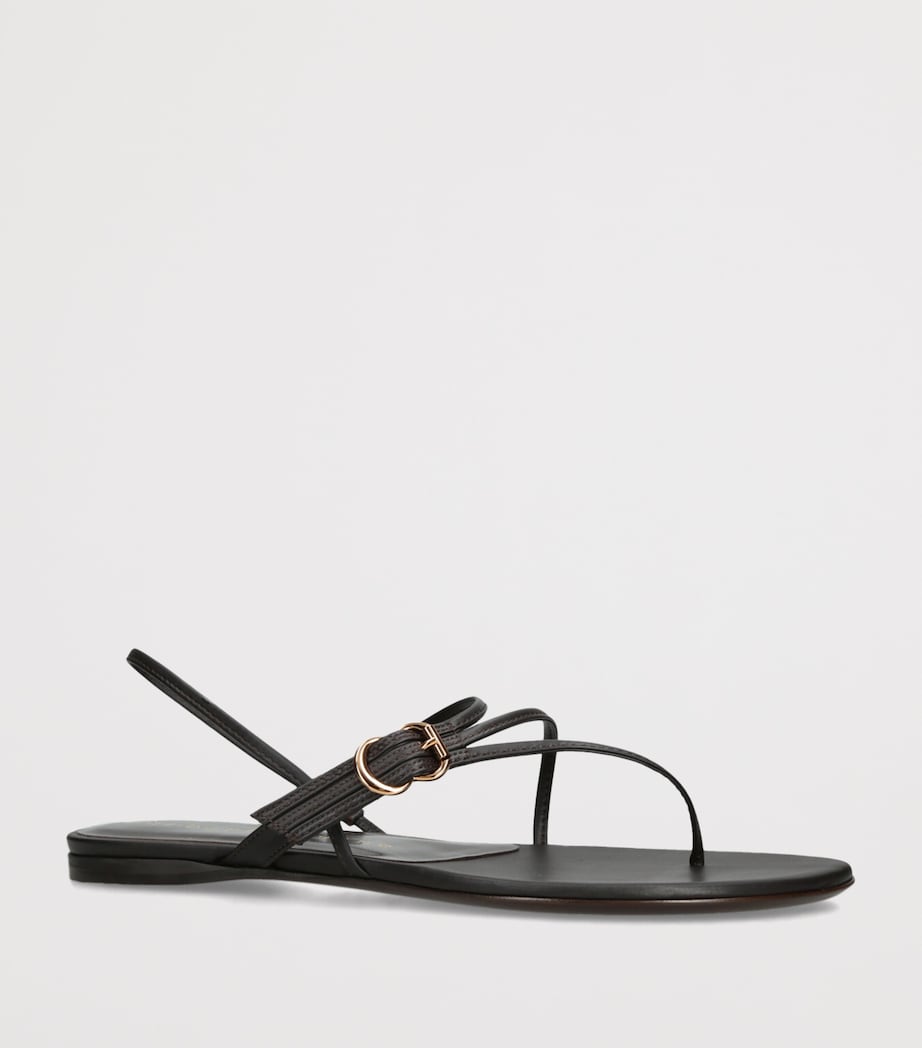 Herbert Levine Leather Starry Eyed Flat Sandals Dark Brown Image 2