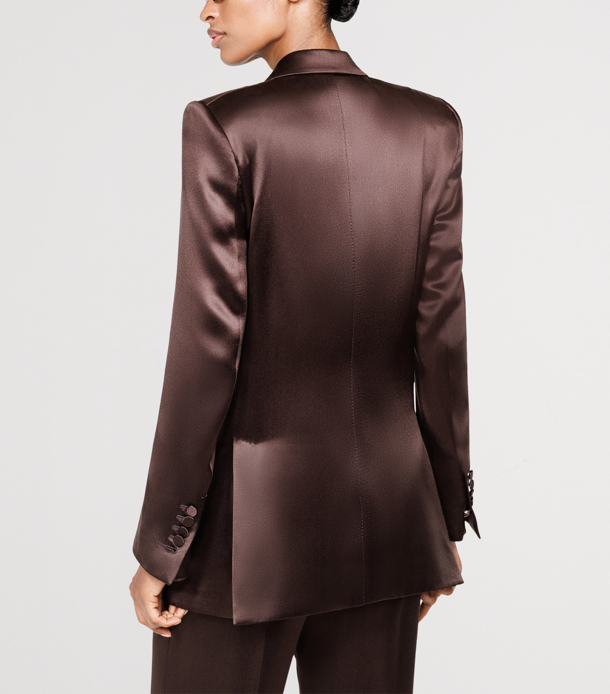 TOM FORD Womens Silk Satin Double-Breasted Blazer Ear Image 4
