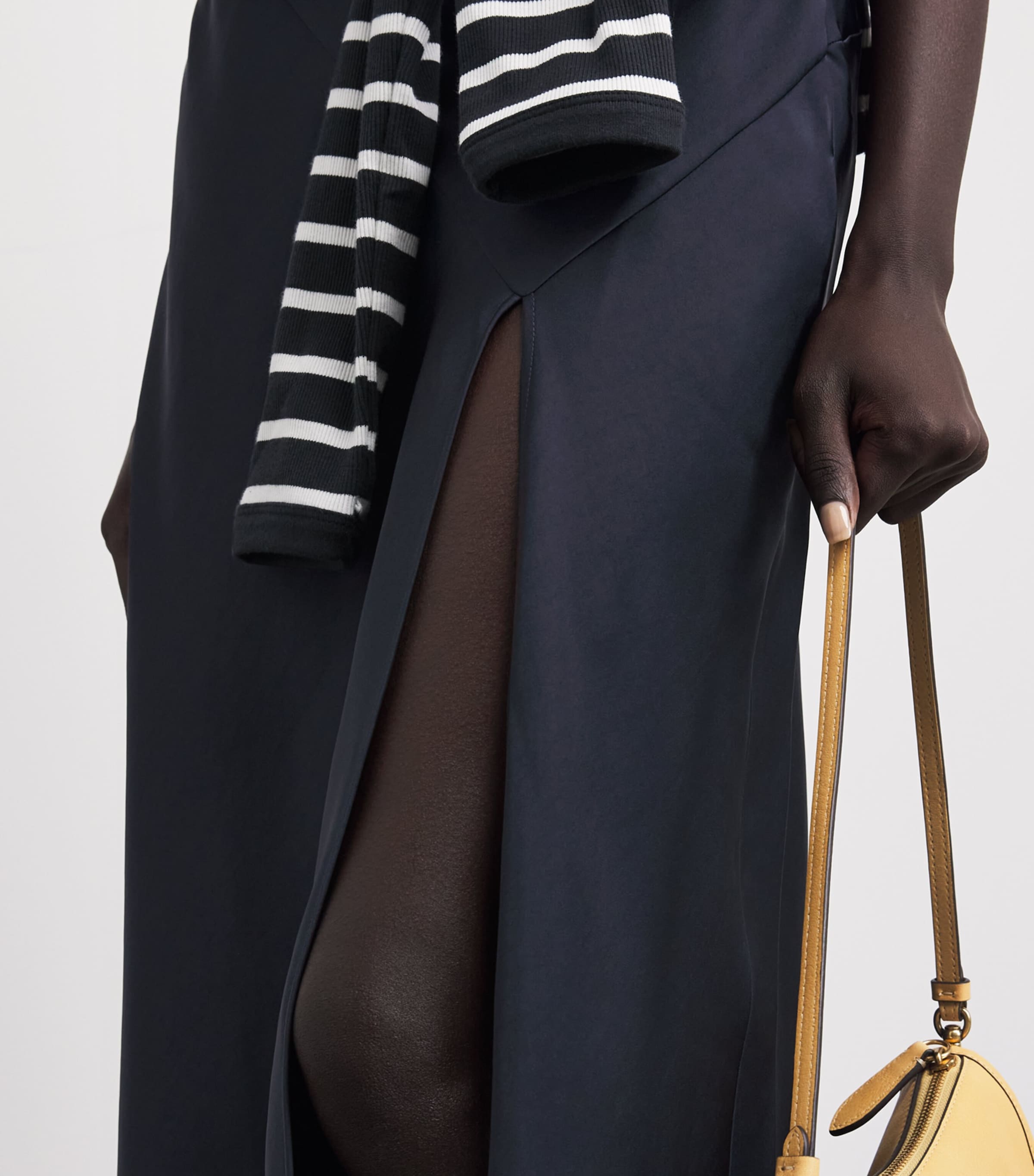 Claudie Pierlot Womens Satin Ruffle Maxi Dress Navy Image 3