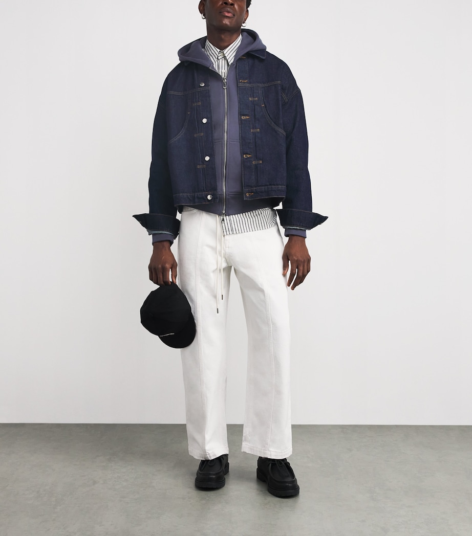 Cotton Logo Zip-Up Hoodie SMOKE BLUE/ECRU Image 2