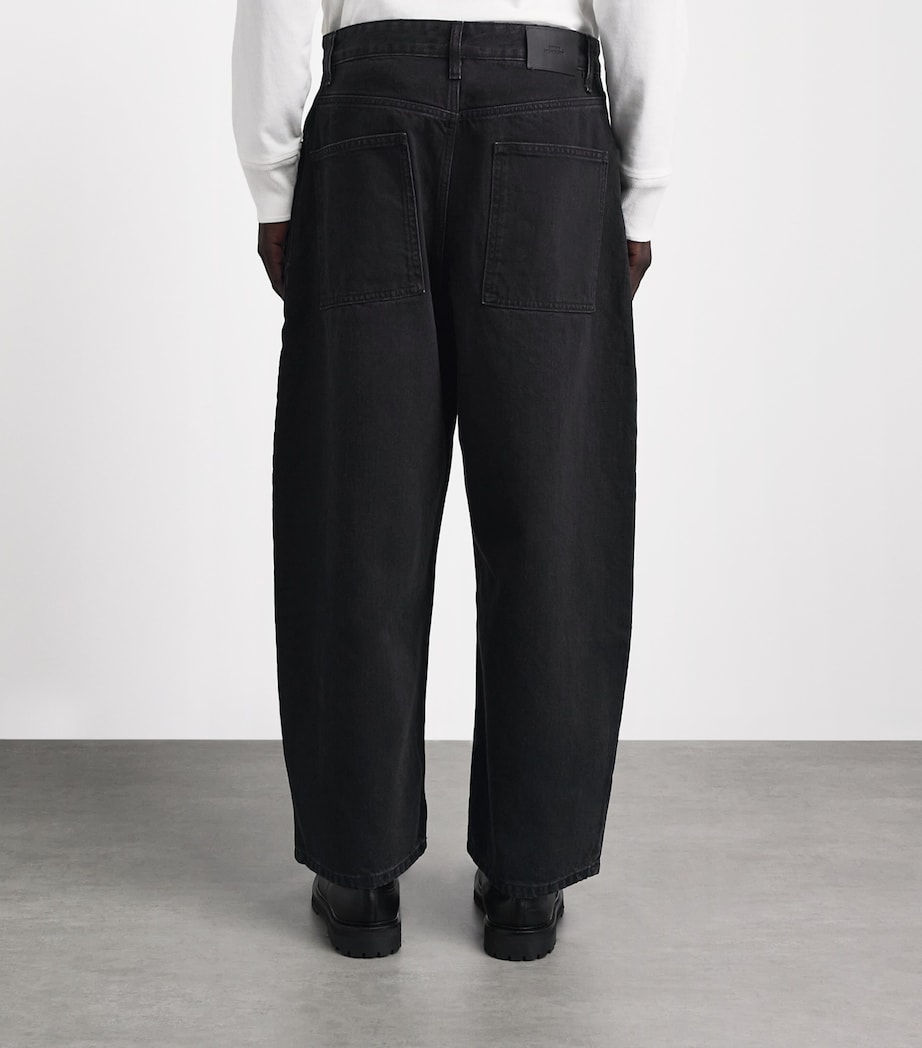 Studio Nicholson Mens Barrel-Leg Jeans Washed Black Image 5