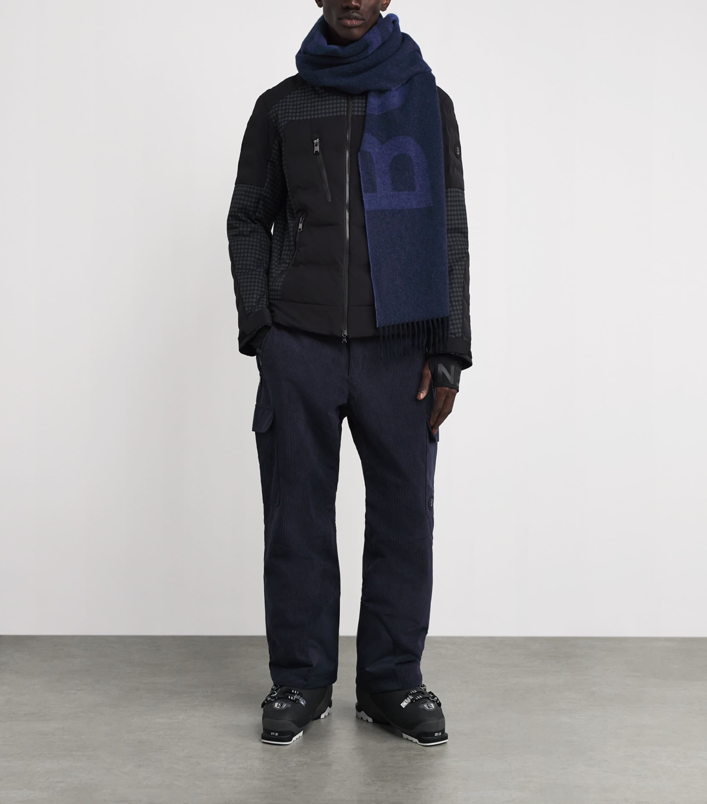 Wool Logo Scarf 464-NAVY Image 2