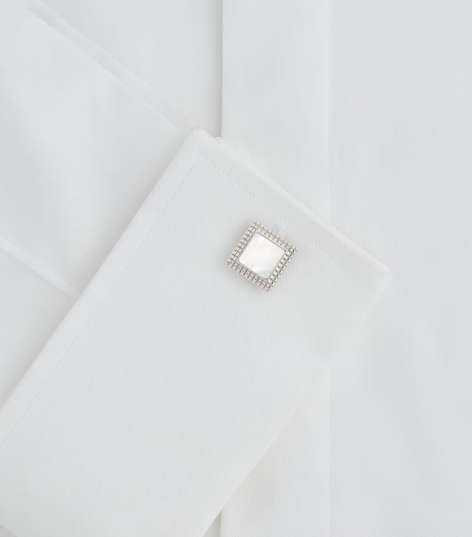 Sterling Silver Hobnail-Insert Square Cufflinks 100WHITE Image 3