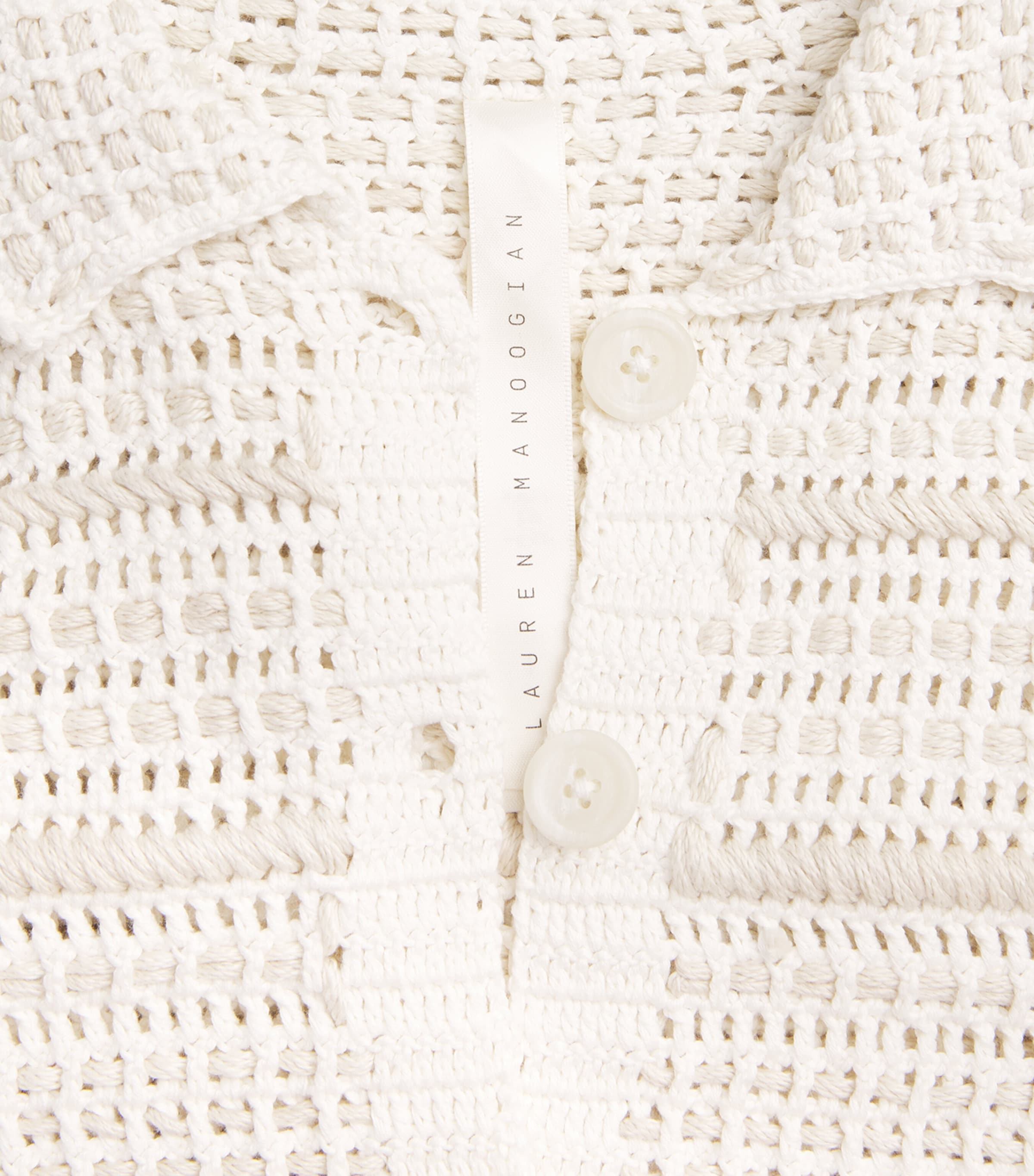 Lauren Manoogian Womens Pima Cotton Crochet Shirt White/parchment Image 6