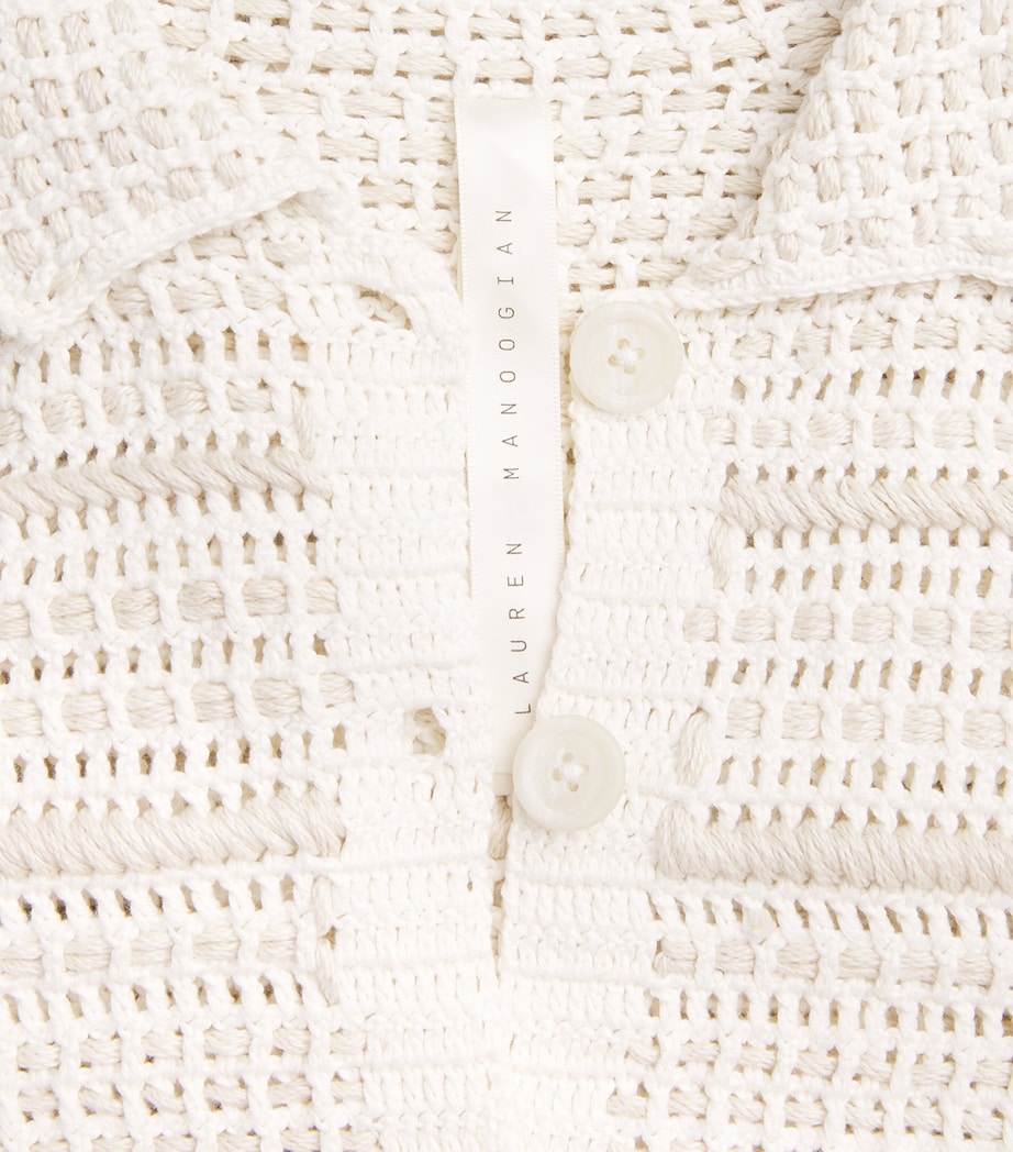Lauren Manoogian Womens Pima Cotton Crochet Shirt White/parchment Image 6