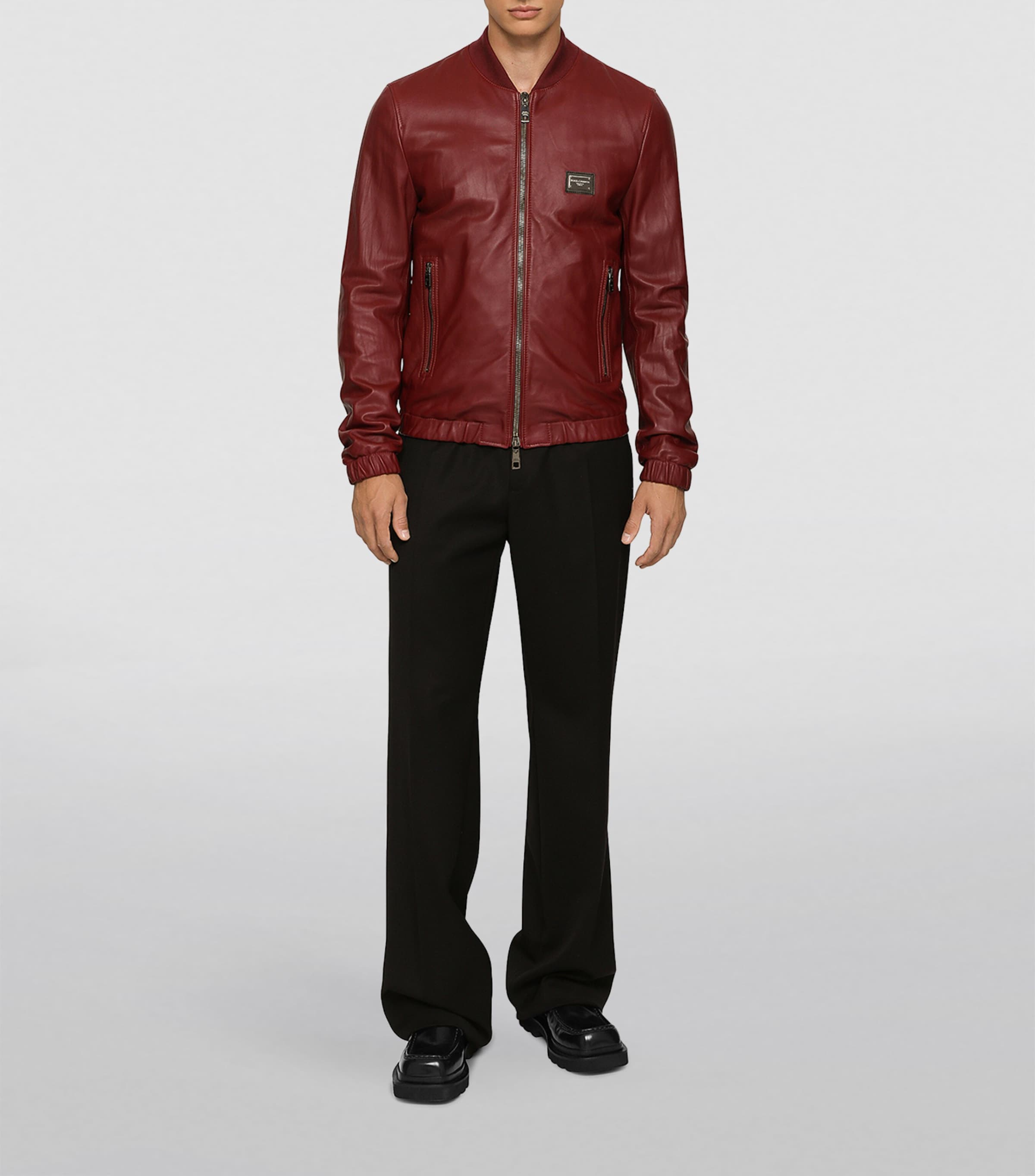Leather Bomber Jacket R0108-WINE Image 3