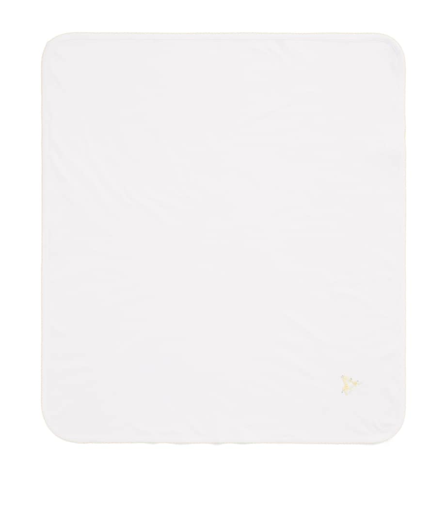 Kissy Kissy Pima Cotton Embroidered Giraffe Blanket White/yellow Image 1