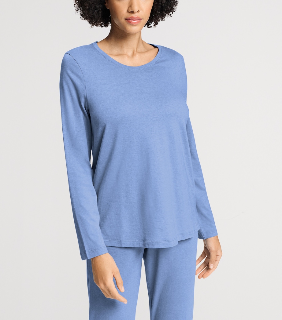 Hanro Womens Sleep & Lounge Long-Sleeve T-Shirt Stormy Rose Image 4