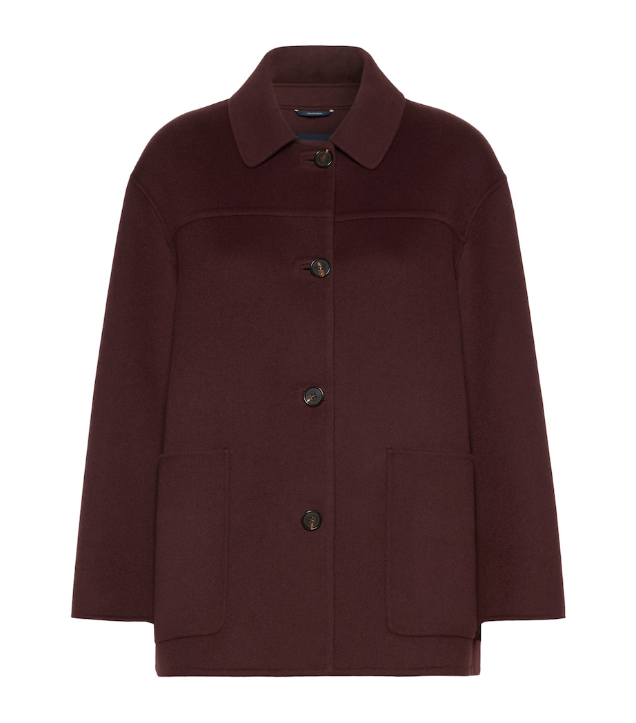 Max Mara Womens Virgin Wool Short Coat Dark Red Image 1