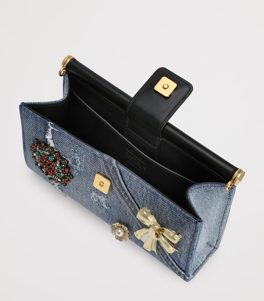 Denim Embellished Mini Bag 8C609-MULTICOLOUR Image 6