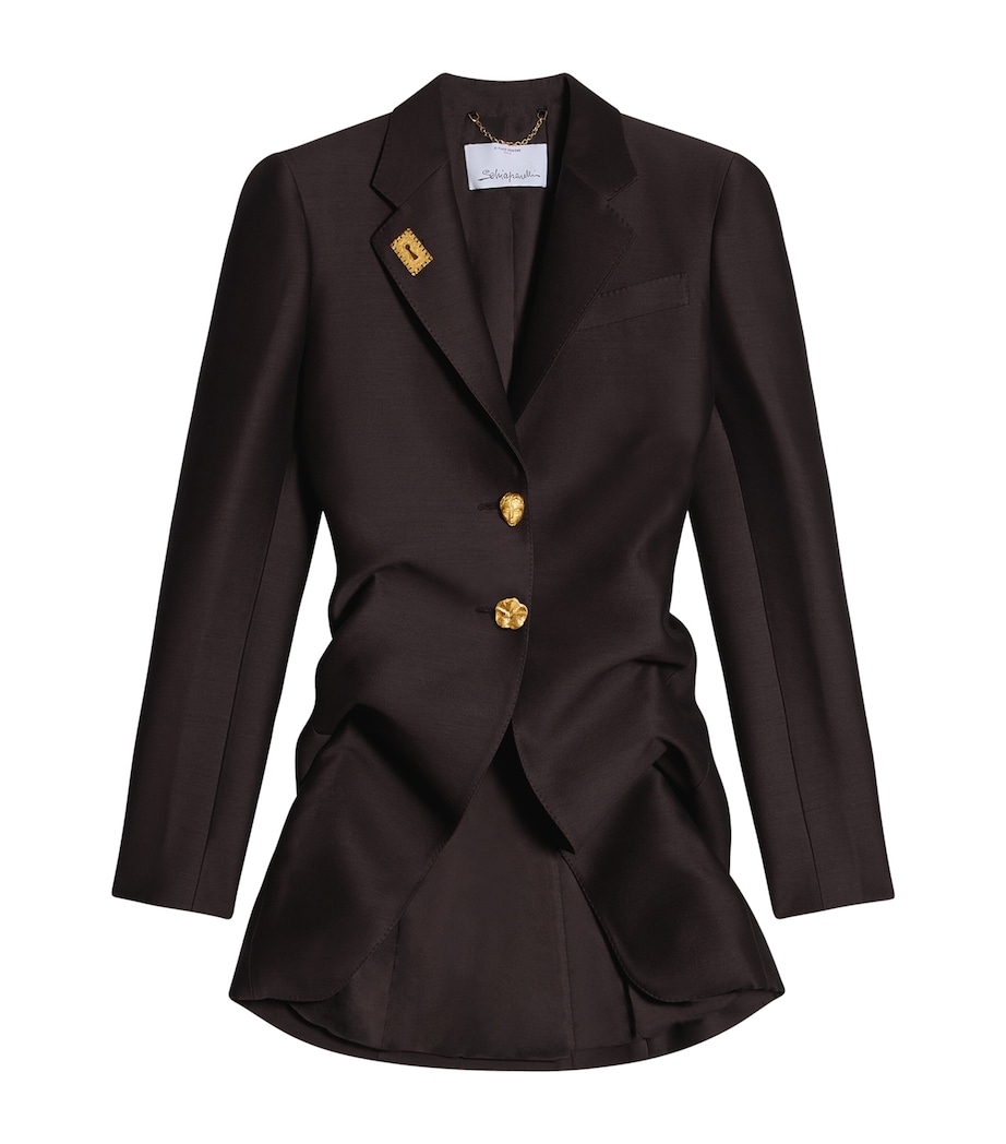 Schiaparelli Womens Wool-Silk Demi-Lune Jacket Dark Brown Image 1