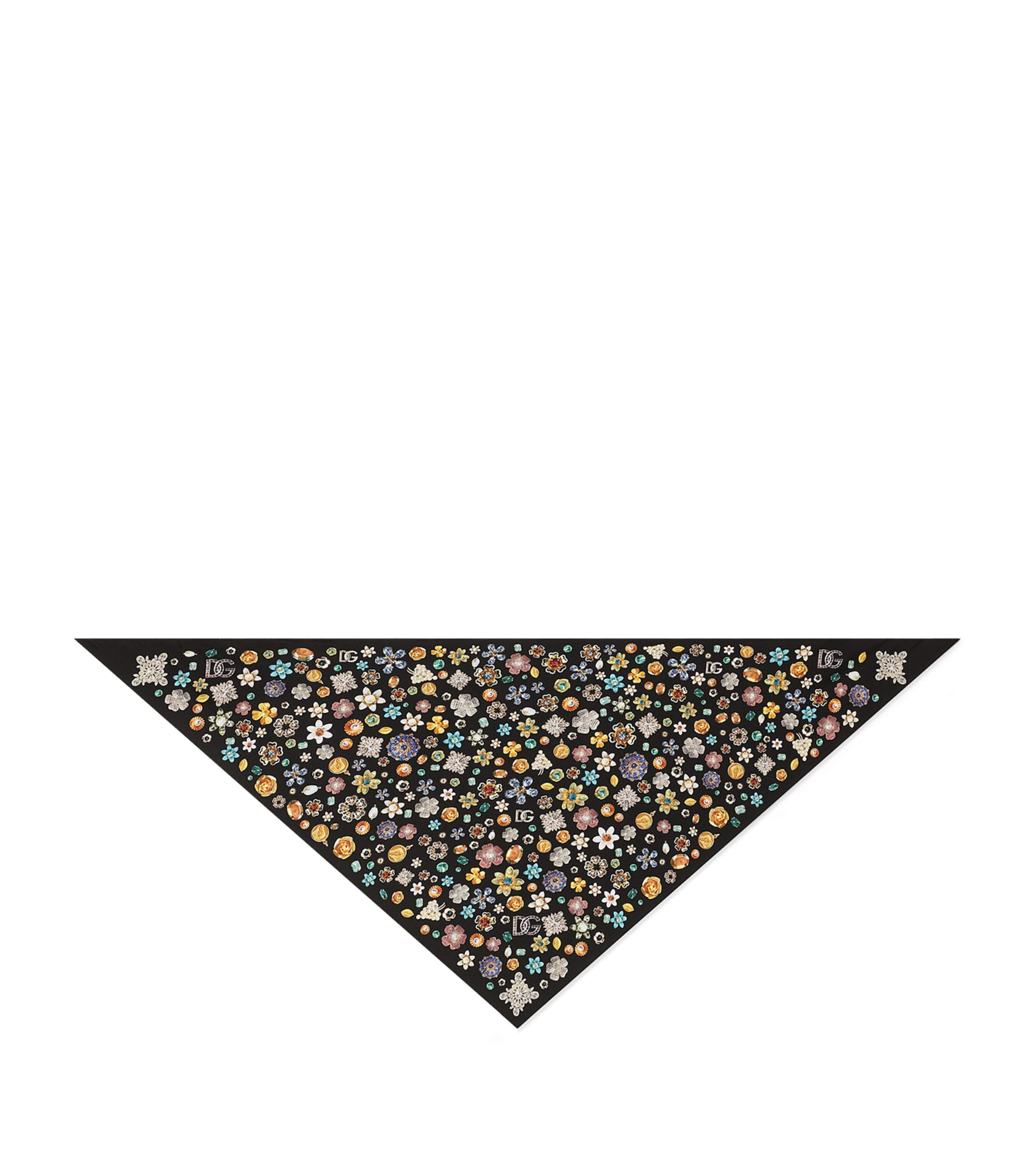 Dolce & Gabbana Silk Jewellery Print Triangle Scarf In Multi