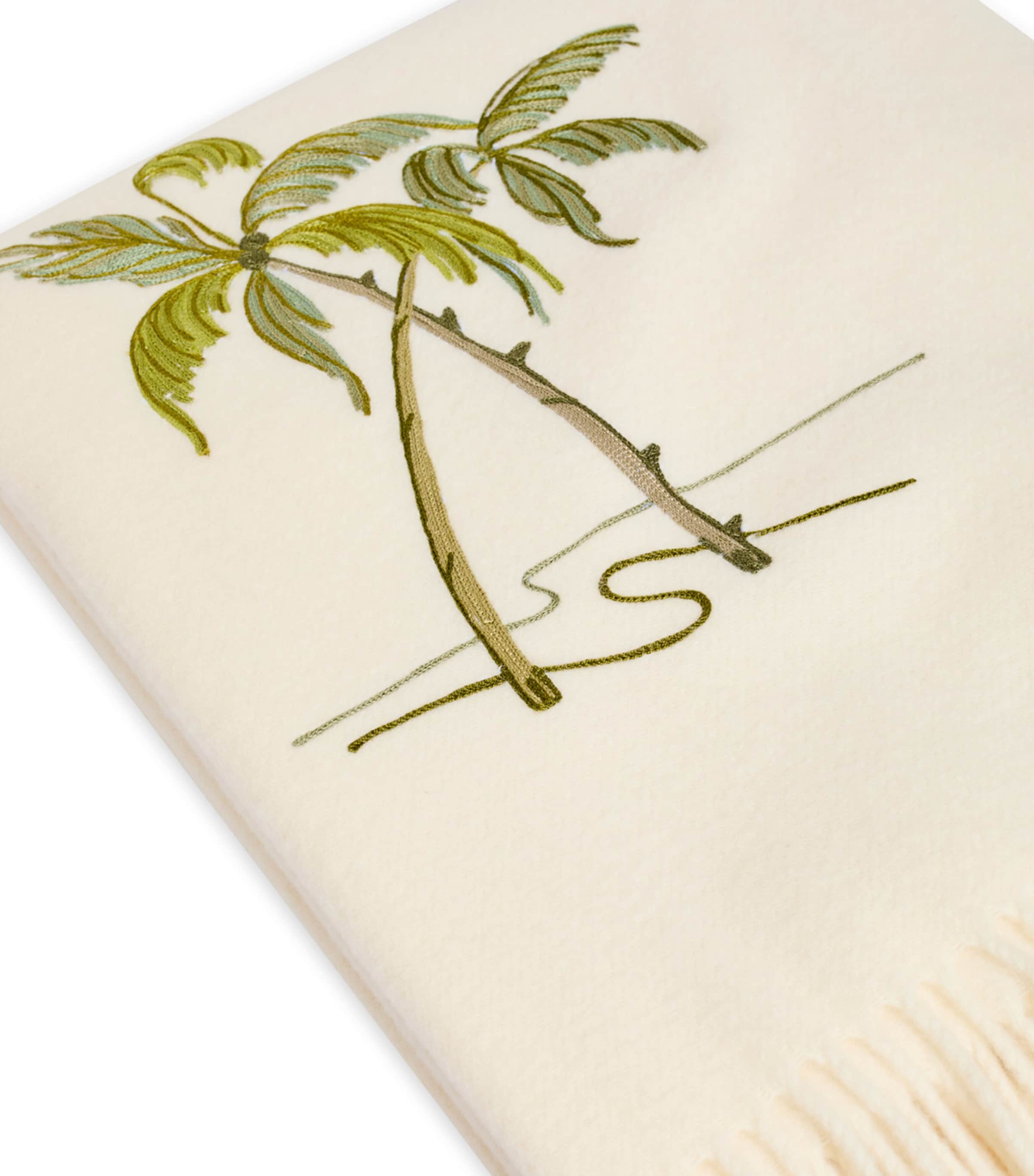 Loretta Caponi Wool Garden of Eden Throw (174cm x 135cm) Cream Image 2