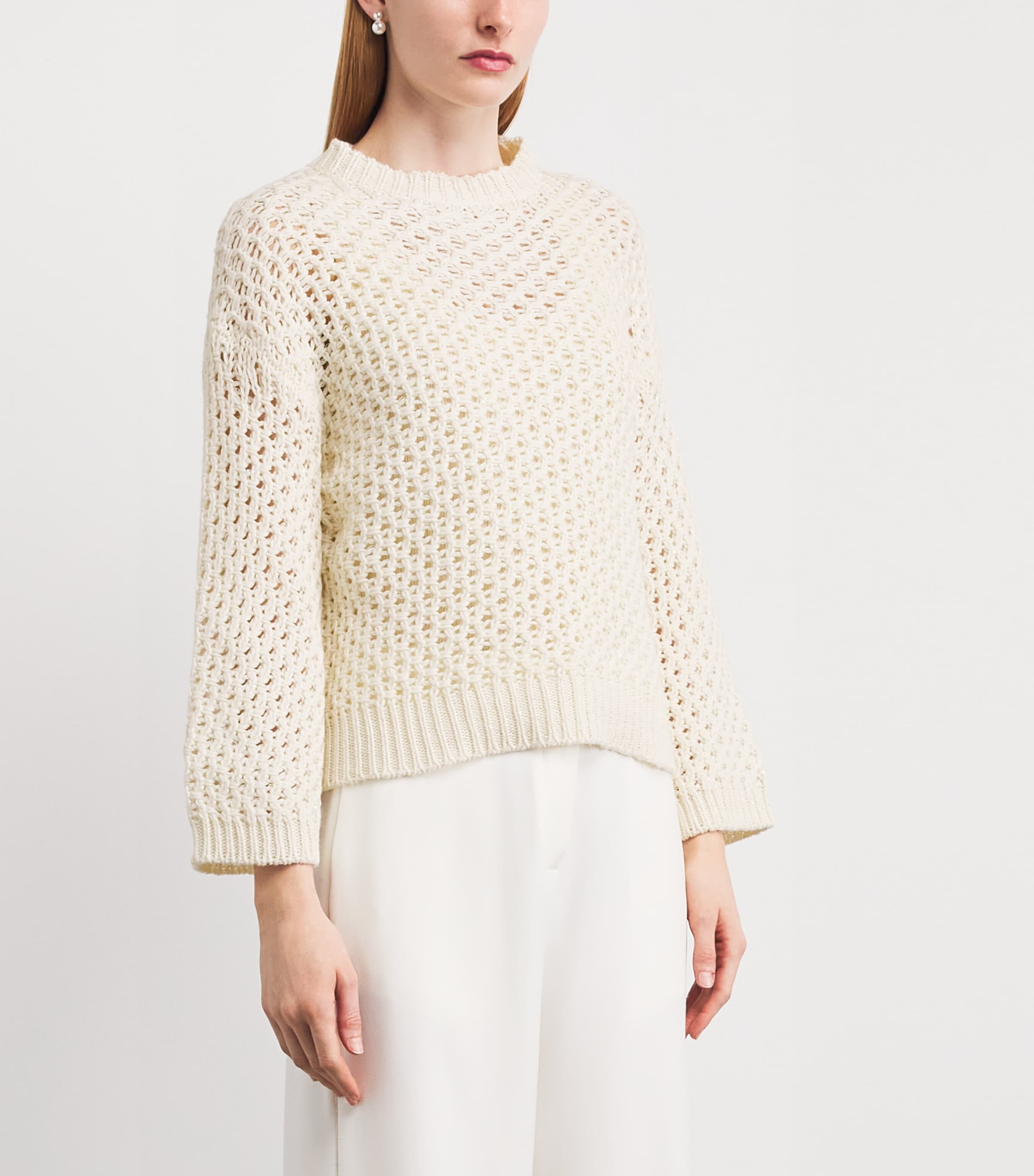 Fabiana Filippi Womens Wool-Blend Sequin Sweater Rafia Image 4