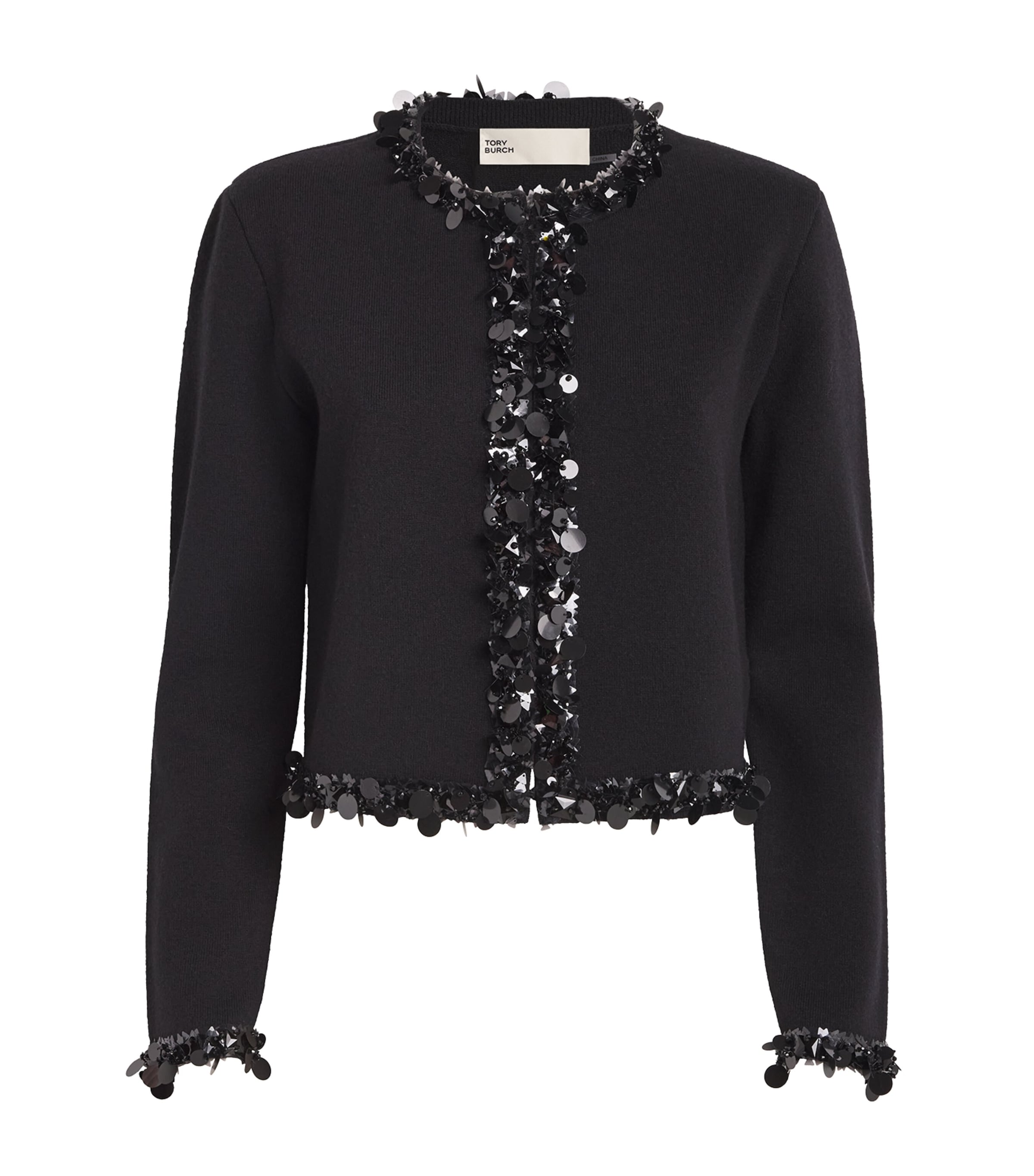 Shop Tory Burch Embellished Kendra Cardigan In Black