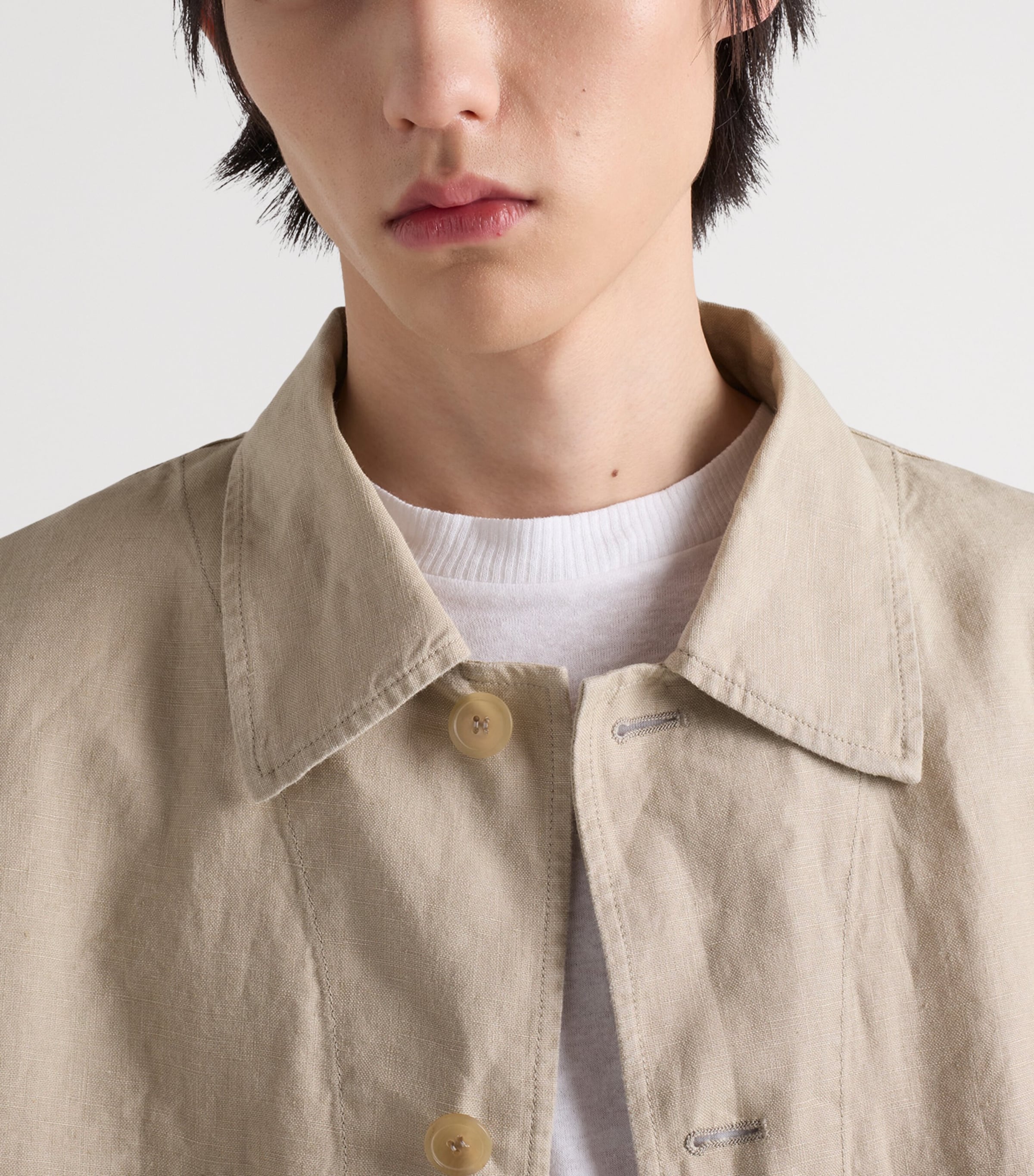 Prada Mens Linen Worker Jacket Neutral Image 3
