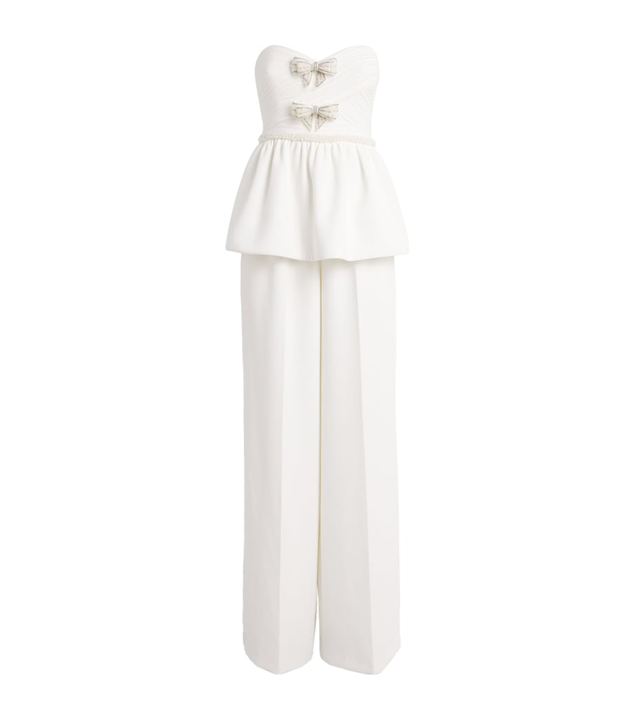 Organza Bow Peplum Jumpsuit WHITE Image 1