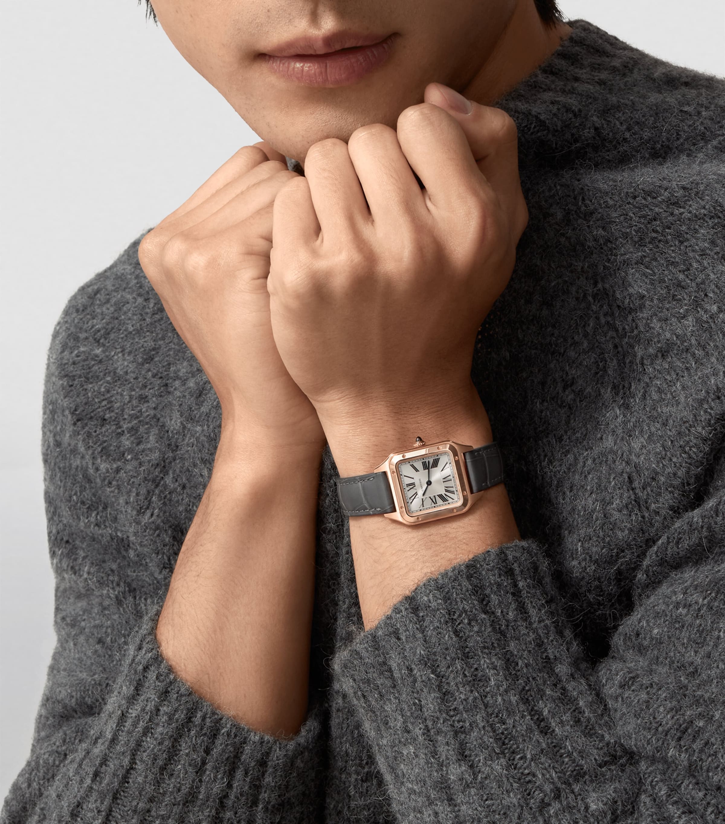 Cartier Rose Gold Santos-Dumont Watch 27.5mm Grey Image 7