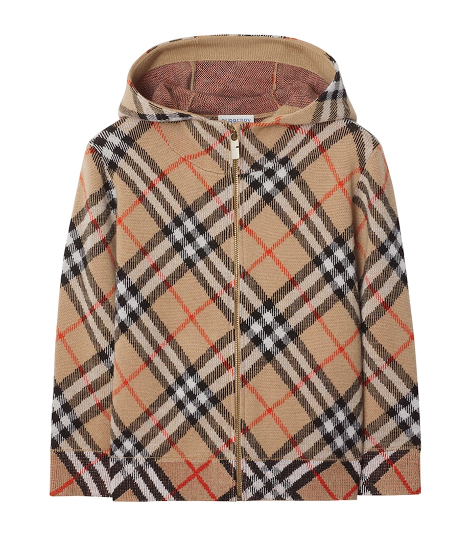 Wool Check Zip-Up Hoodie (3-12 Years) SAND IP CHECK Image 1