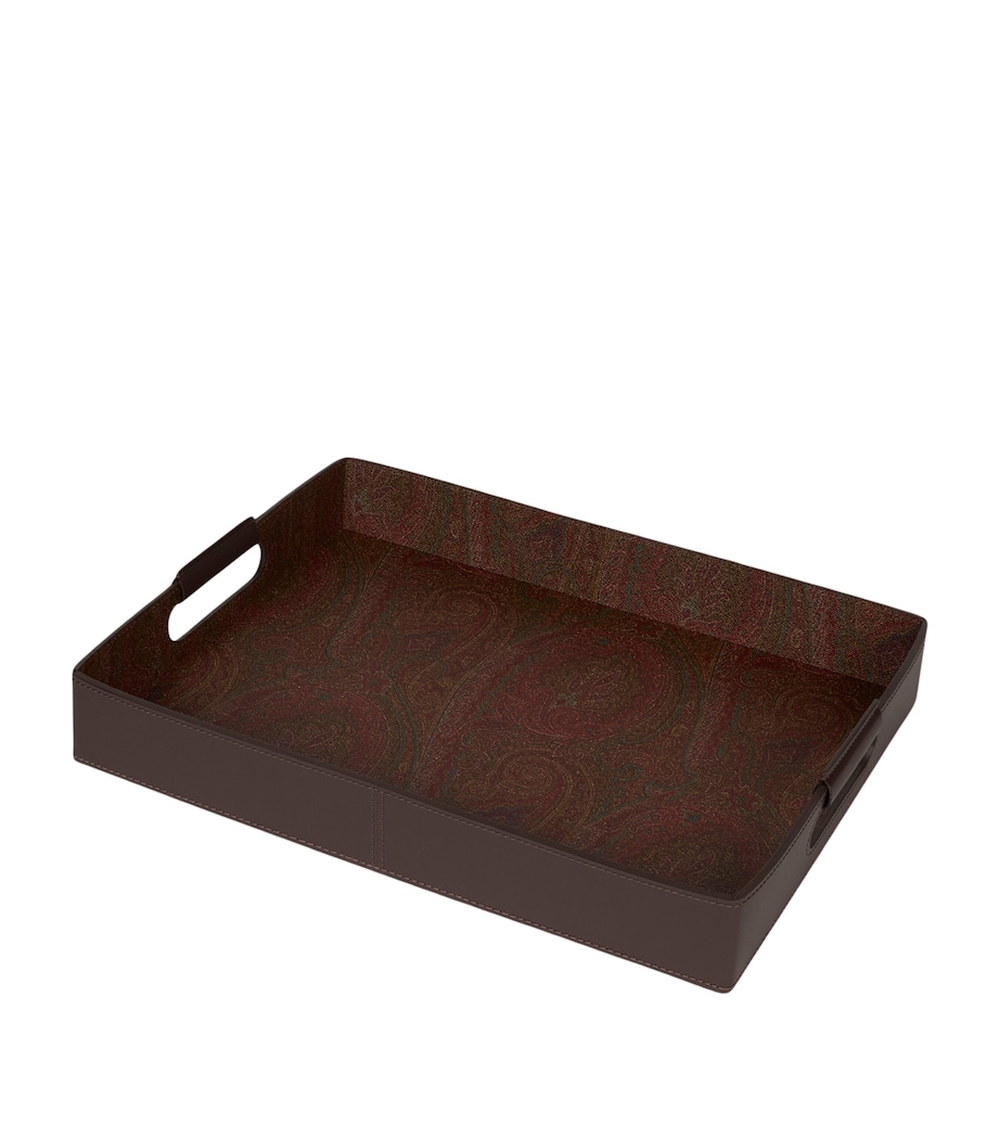Cotton-Blend and Leather Arnica Rectangular Tray RED Image 1