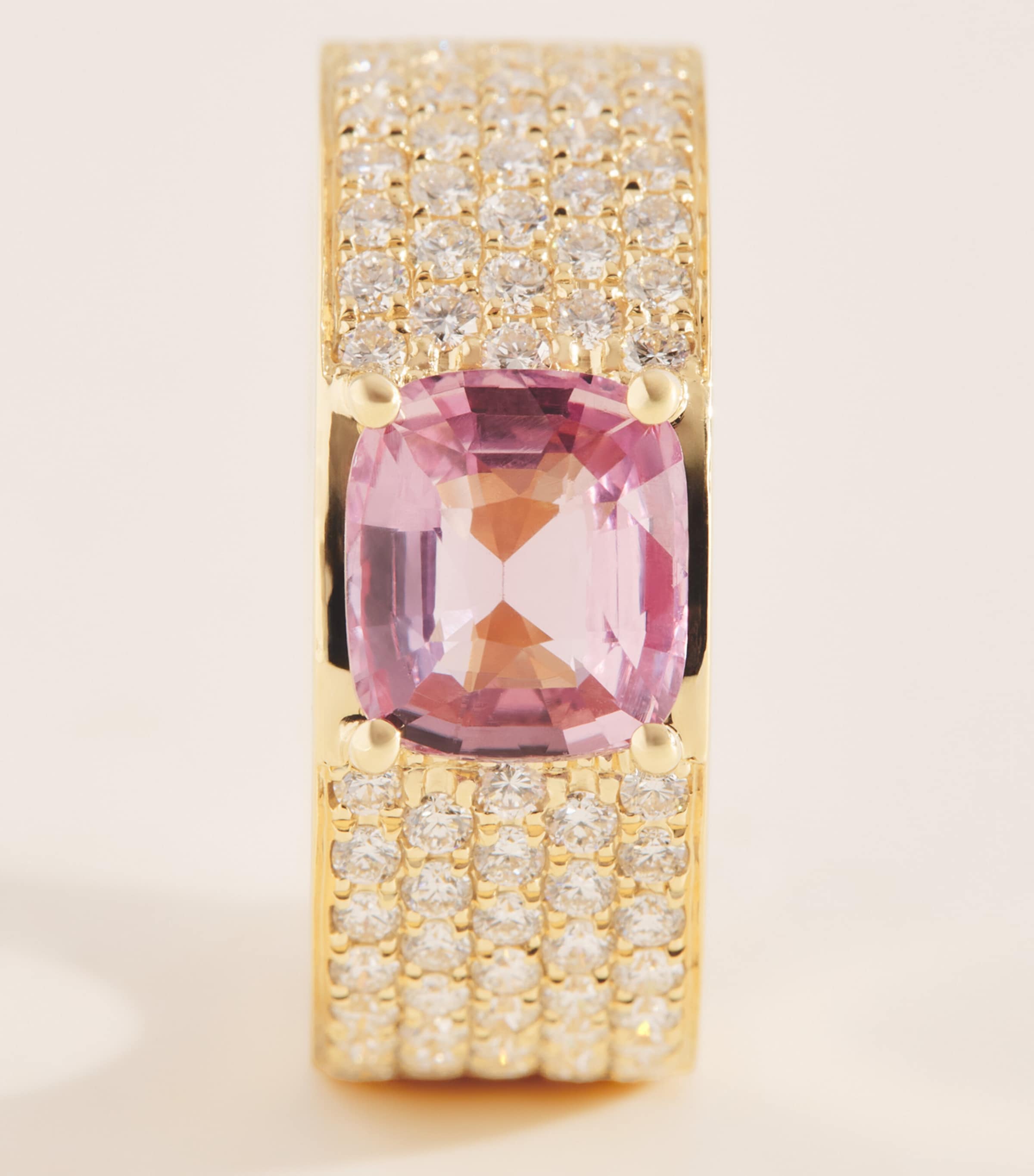 Anita Ko Yellow Gold, Diamond and Pink Sapphire Wide Band Ring Yellow Gold Image 4