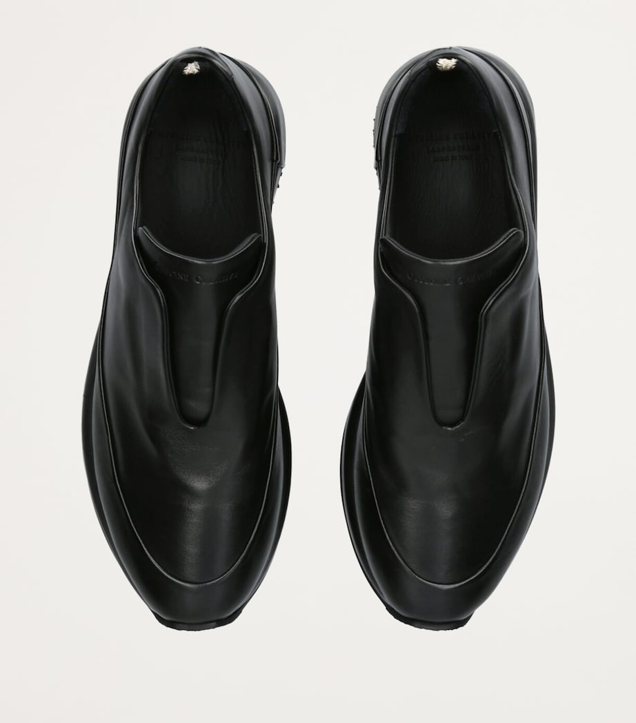 Leather Race Slip-On Sneakers BLACK Image 4