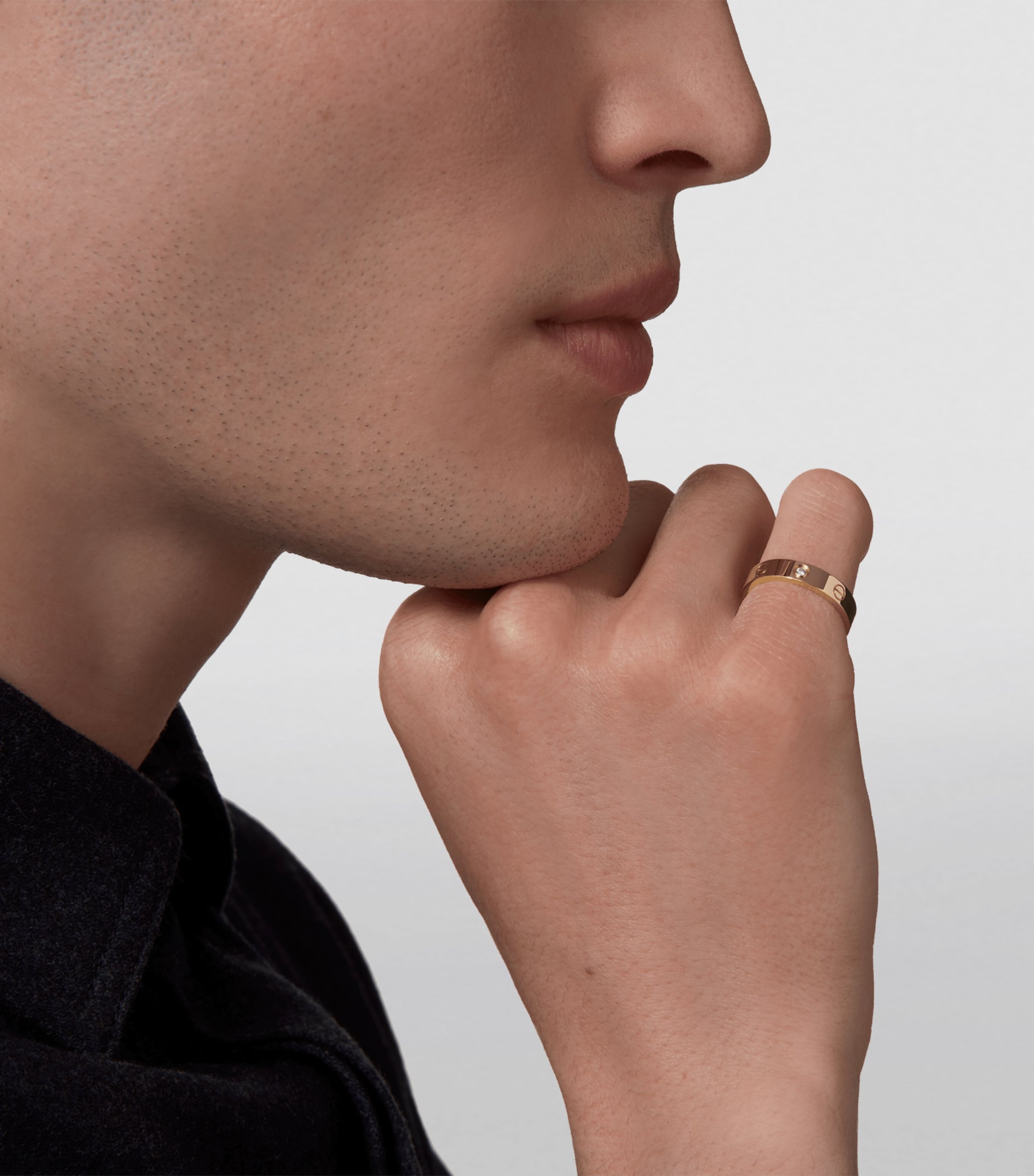 Yellow Gold and Diamond LOVE Wedding Band MULTI Image 2