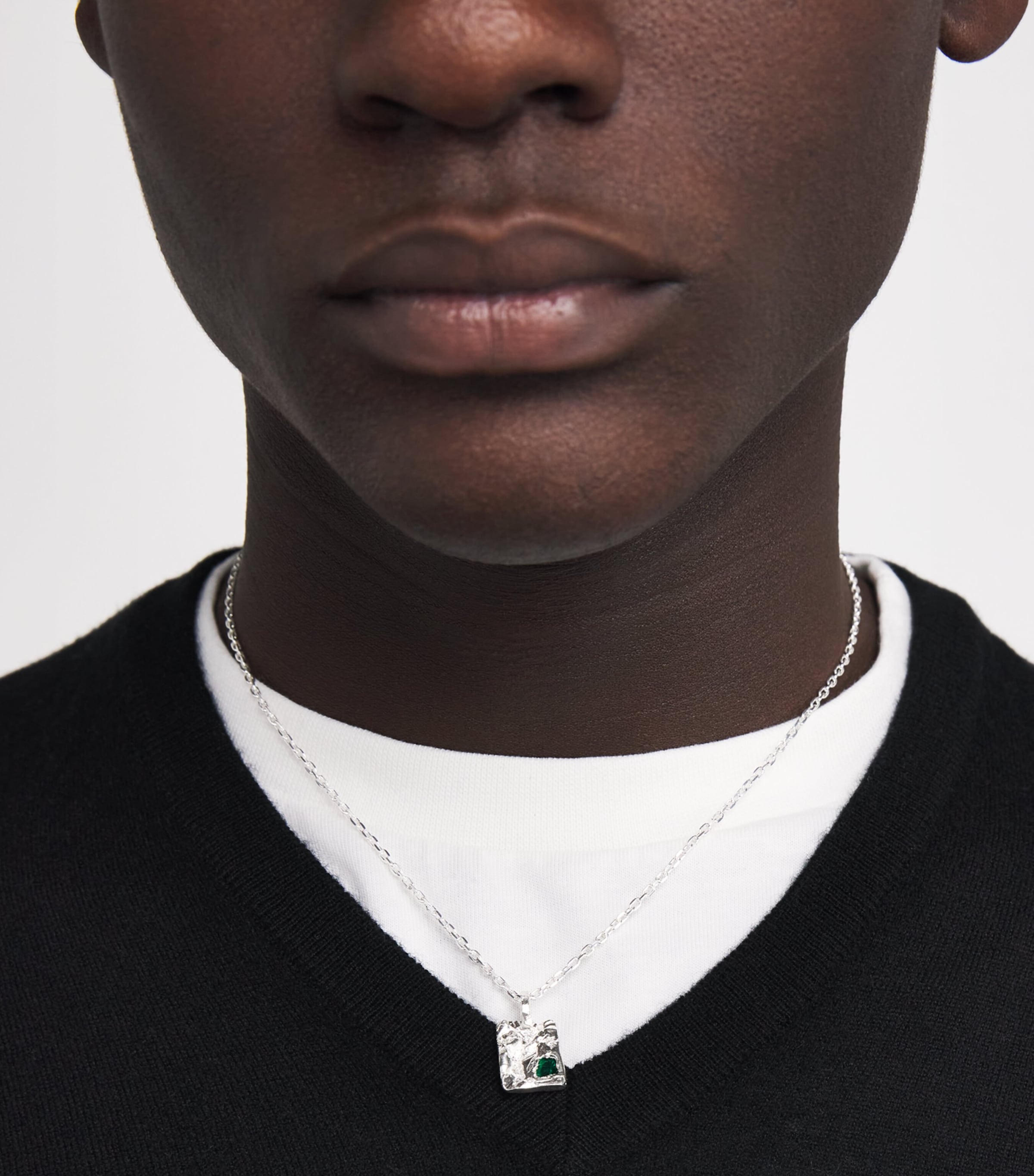 Sterling Silver and Emerald Bayliss Necklace SILVER Image 2