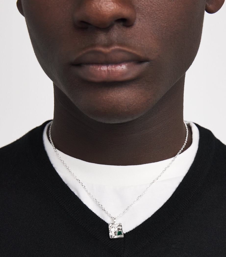 Sterling Silver and Emerald Bayliss Necklace SILVER Image 2