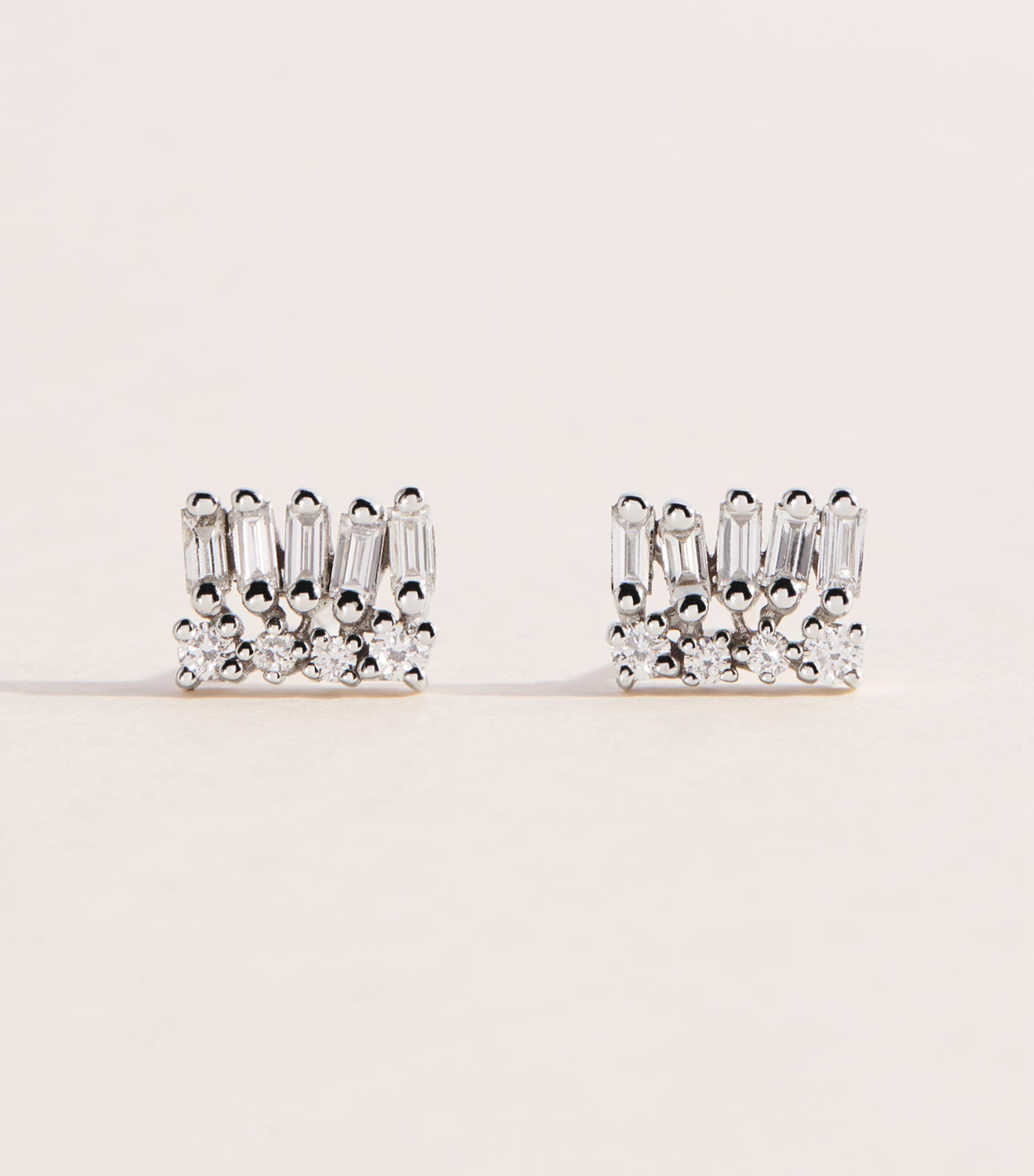 Suzanne Kalan White Gold and Diamond Short Stack Stud Earrings Wg/wd Image 1