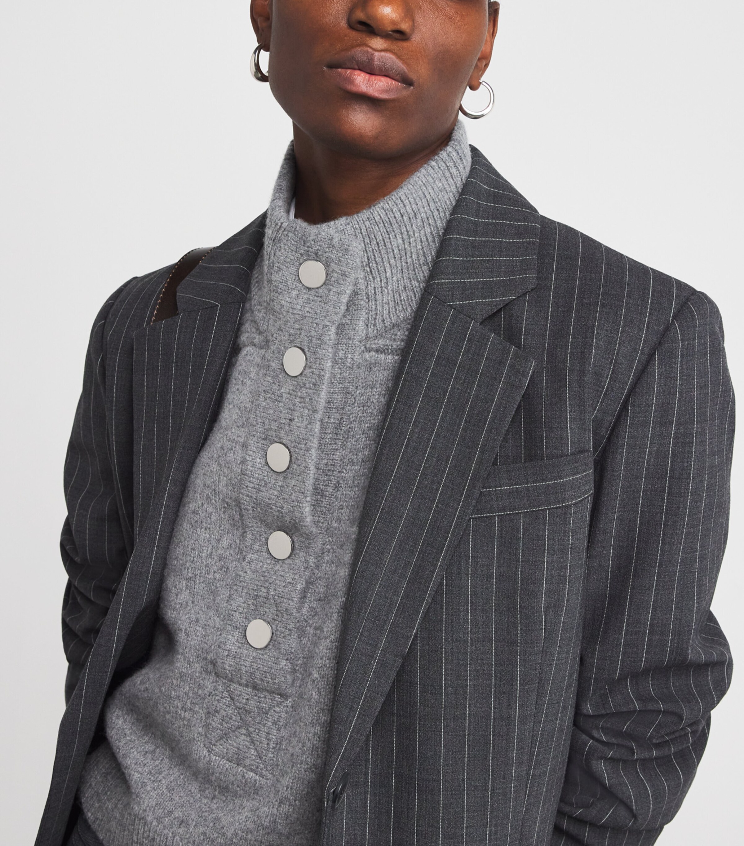 Wool Embroidered Sweater Vest MOTTLED GREY Image 5