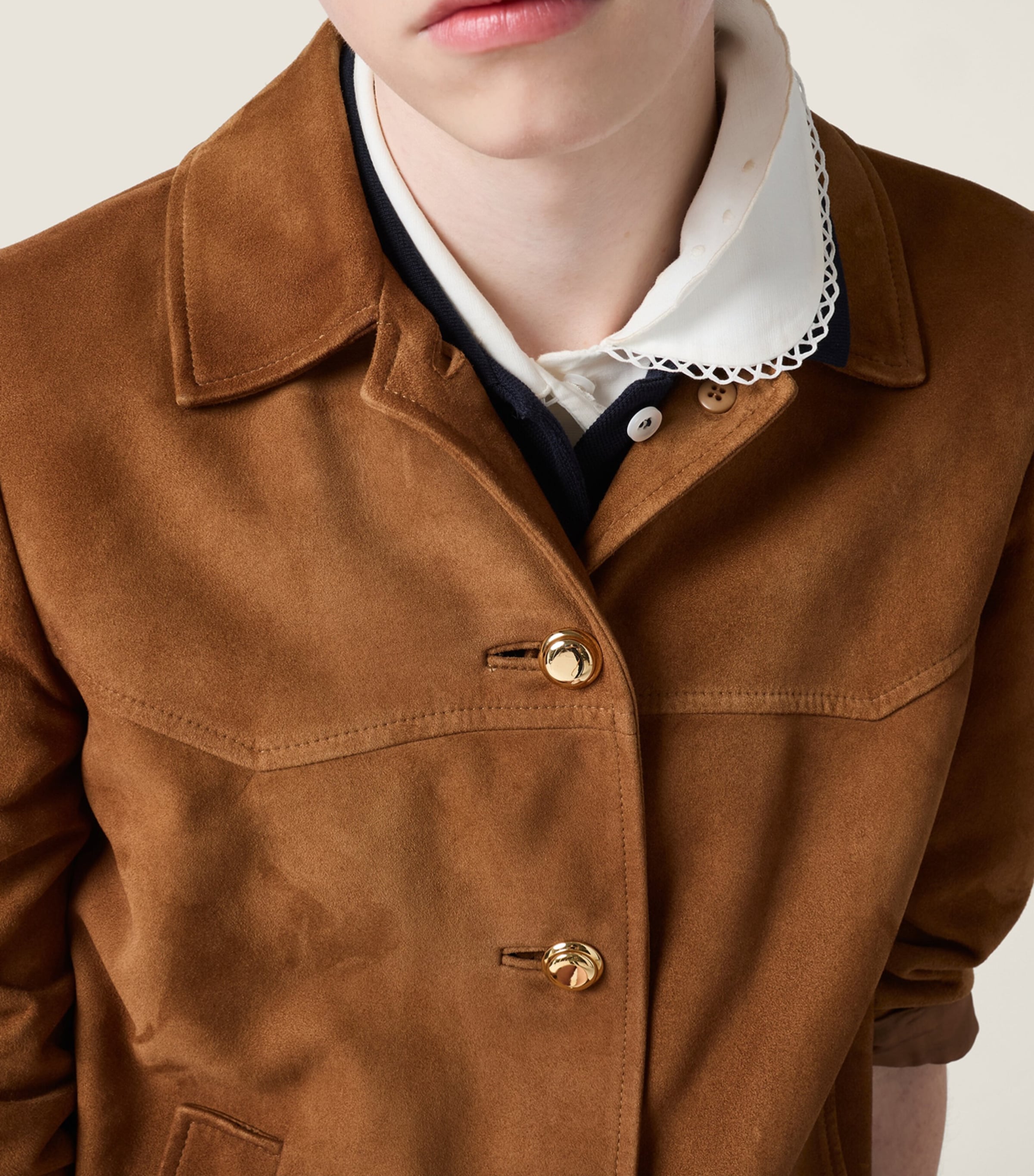 Miu Miu Womens Waxed Suede Coat Image 6