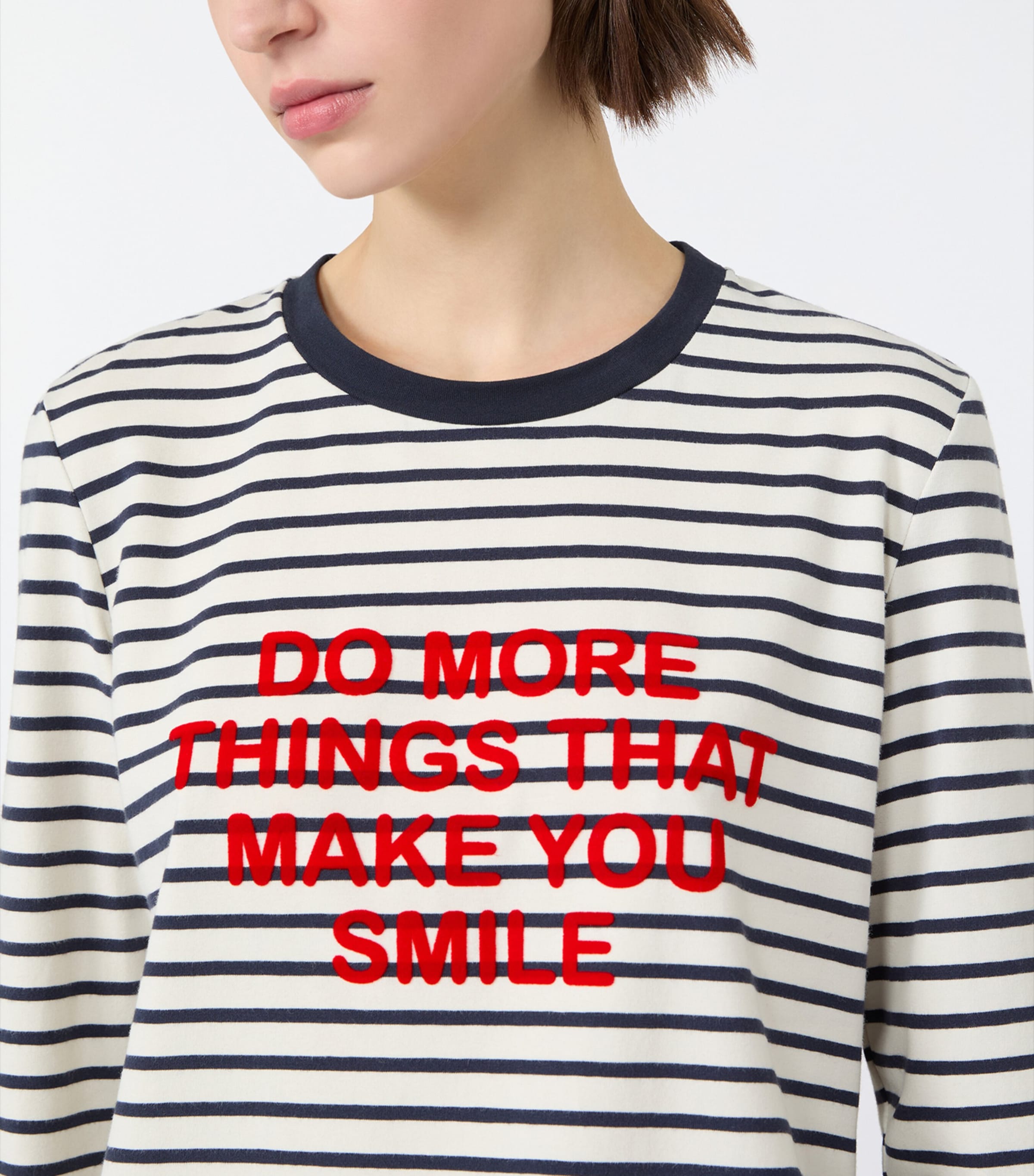 Weekend Max Mara Womens Stripe Slogan T-Shirt Navy Image 6